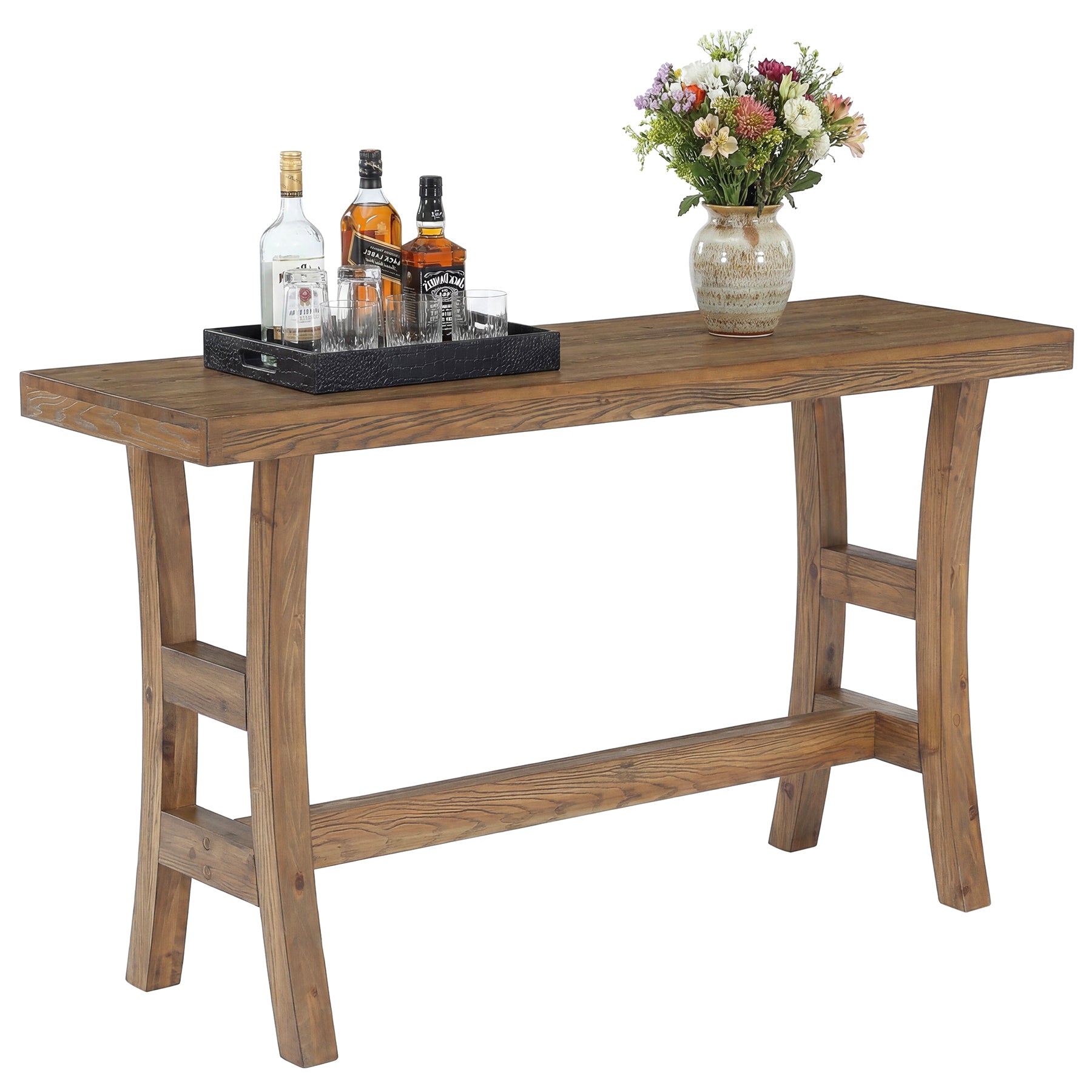 Tribesigns 63-Inch Bar Table, Solid Wood Counter Height Pub Table for Kitchen Dining Bistro (Without Chair)