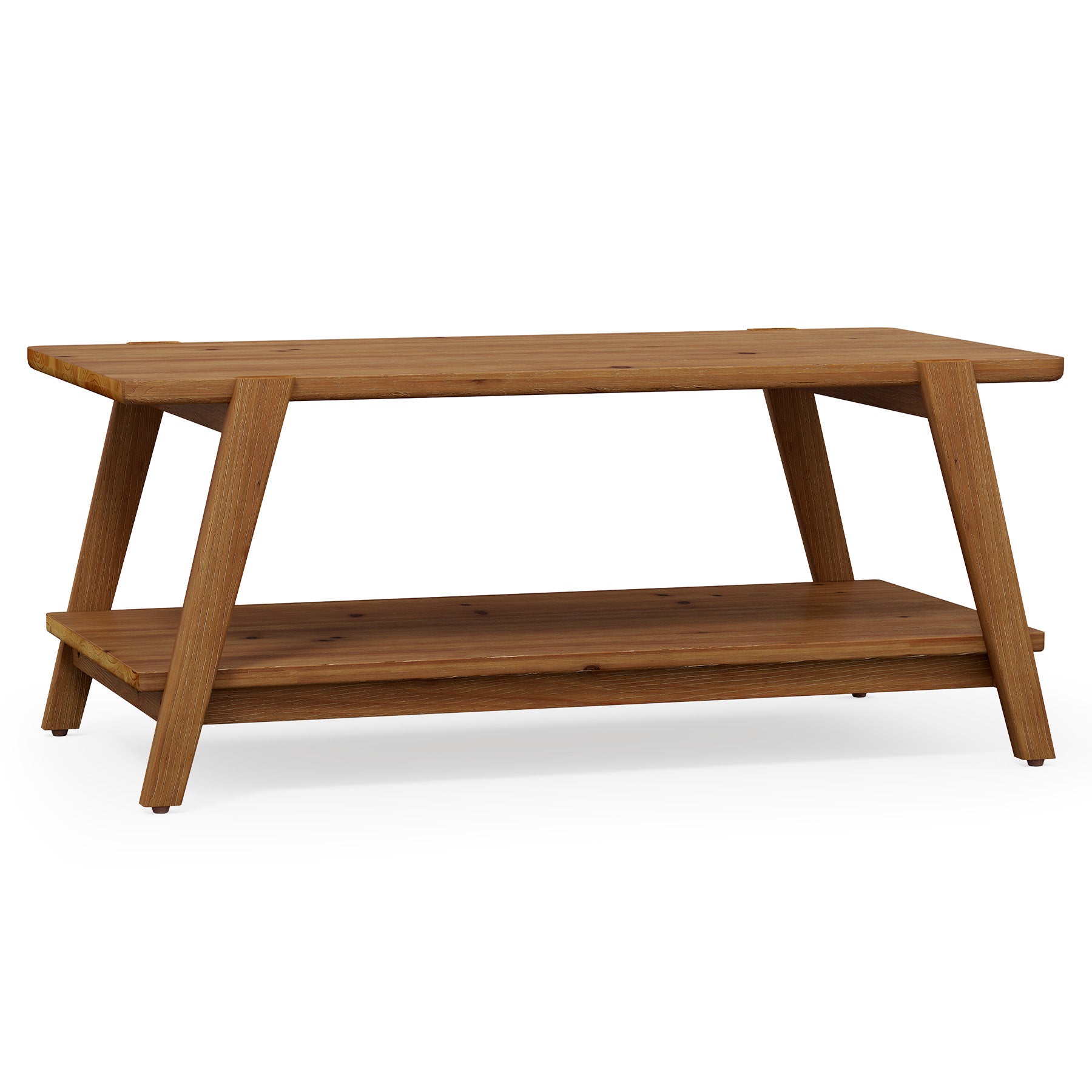 47" Farmhouse Coffee Table, 2-Tier Wood Rectangular Accent Center Cocktail Tea Table