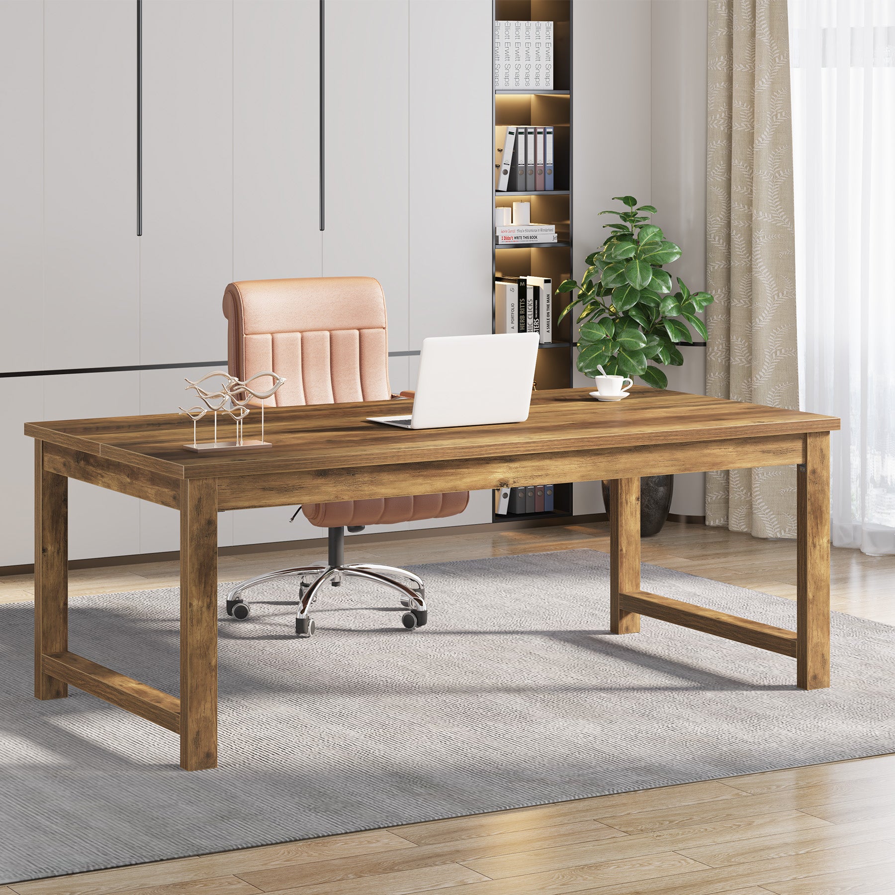 63" Executive Desk, Sturdy Home Office Computer Desk Writing Table