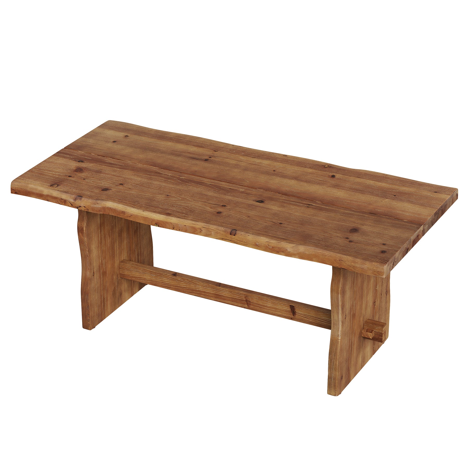 63" Solid Wood Executive Desk, Live Edge Computer Desk with Sturdy Panel Legs for Home Office