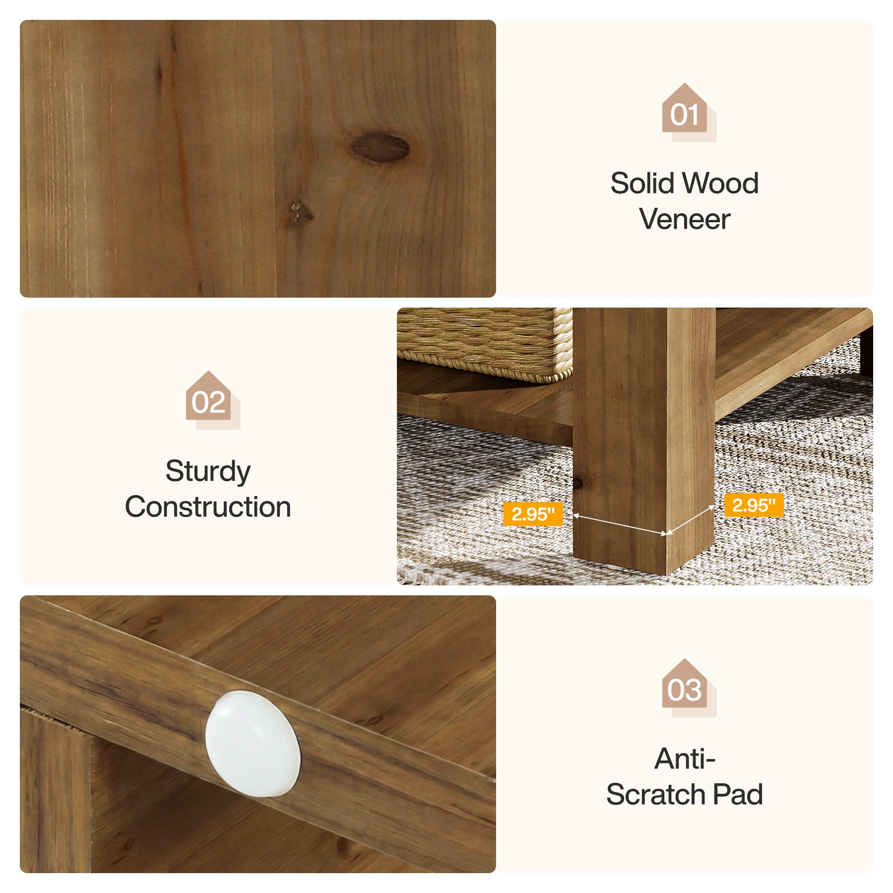 2-Tier End Table, Farmhouse Square Side Table with Arch Design