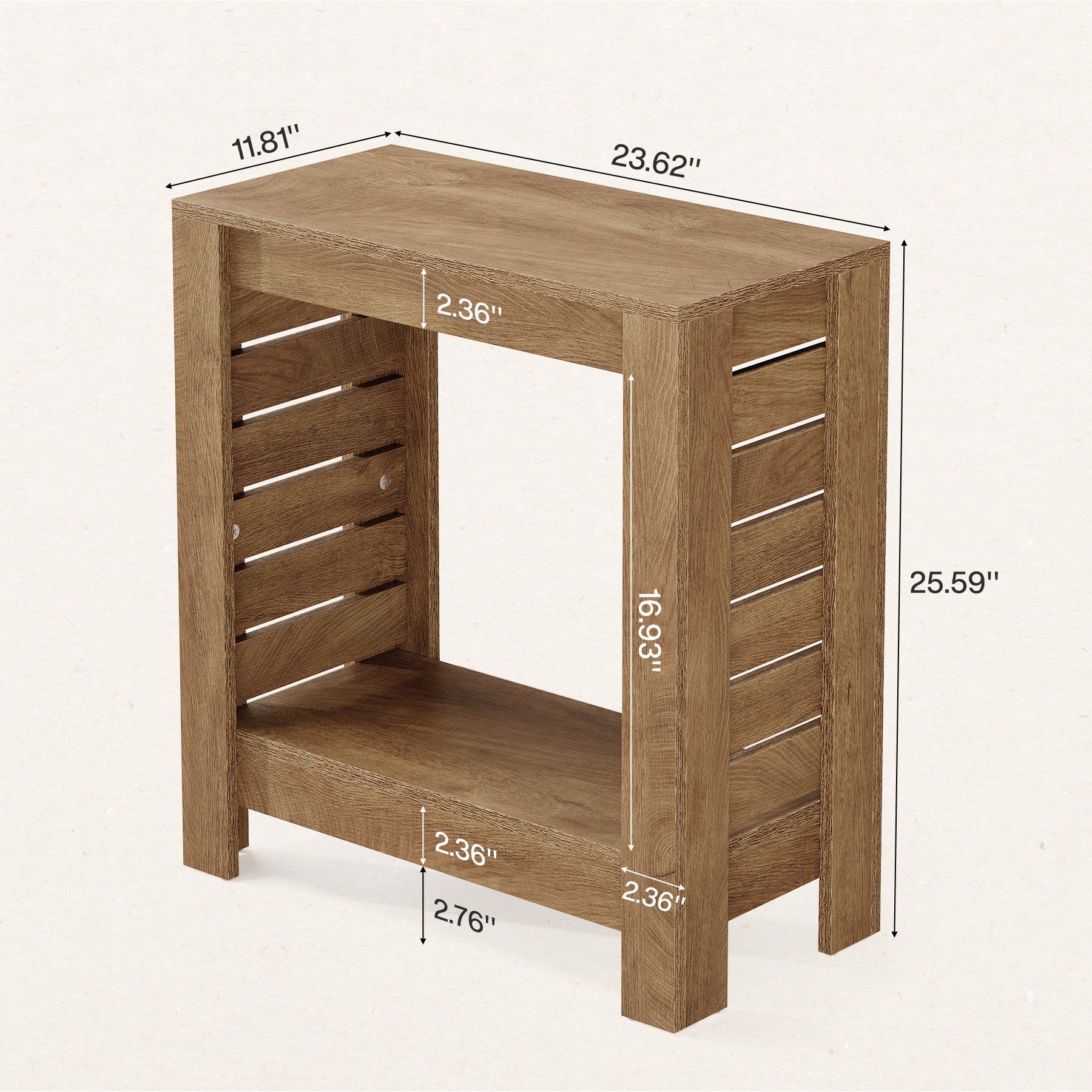 2-Tier Side Table, Wooden End Table Nightstand with Storage Shelf