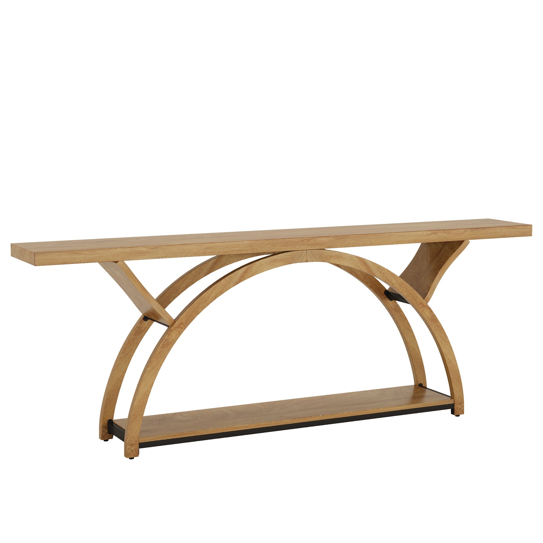 2 - Tier Console Table, 70.9" Entryway Table with Half Moon Frame Tribesigns