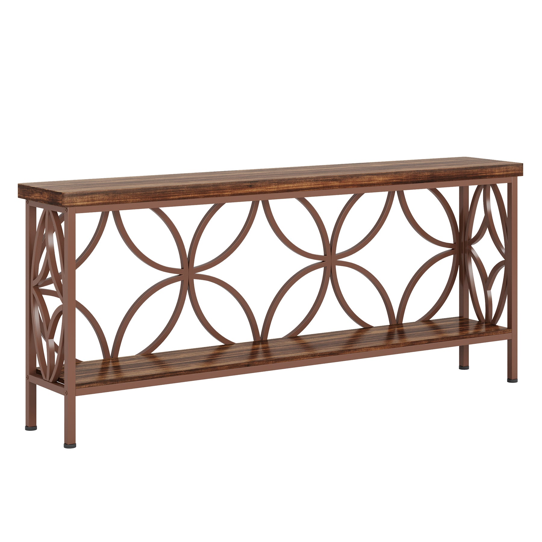 2 - Tier Console Table, 70.9" Industrial Sofa Table Behind Couch Tribesigns