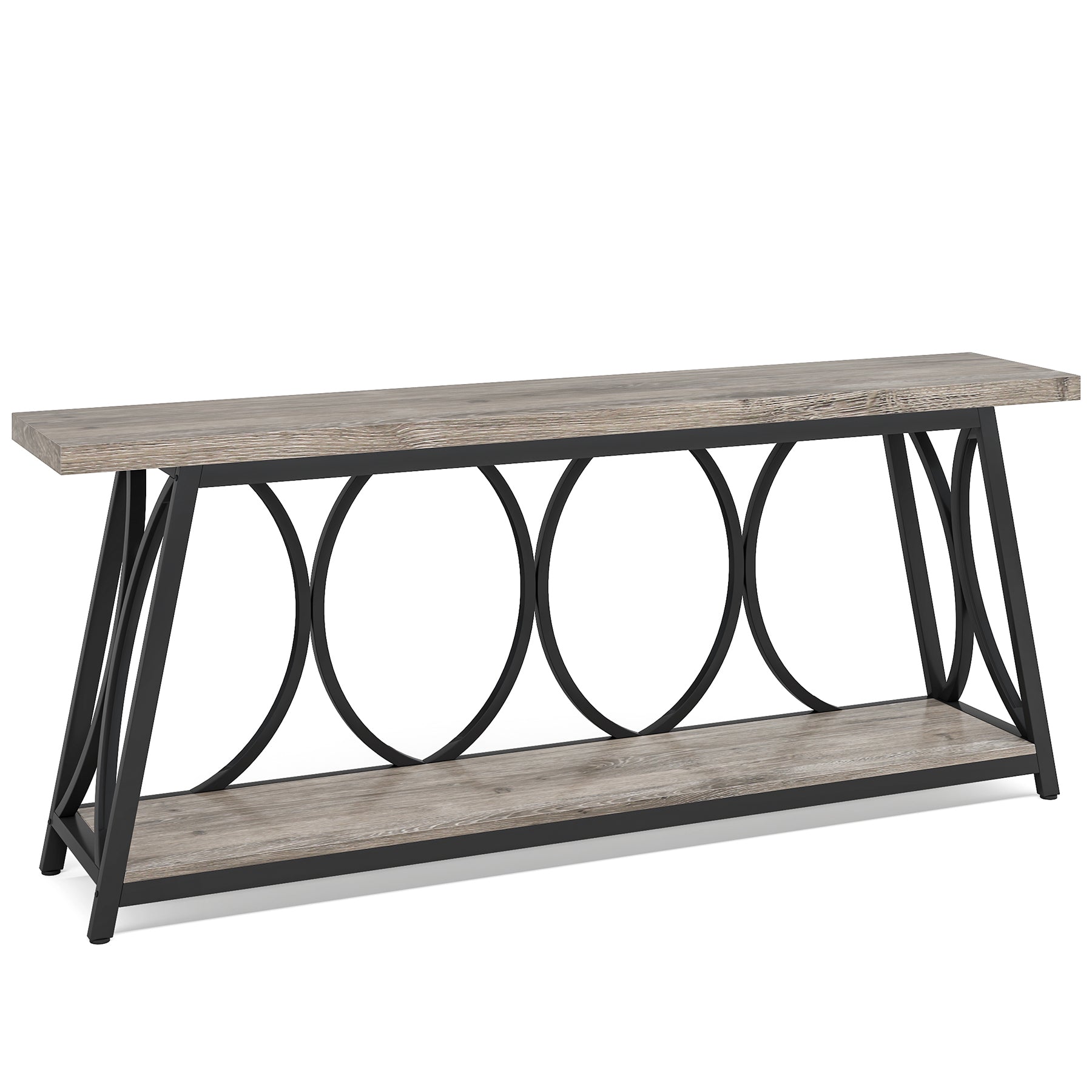 2 - Tier Console Table, 70.9" Industrial Sofa Table Behind Couch with Shelves Tribesigns