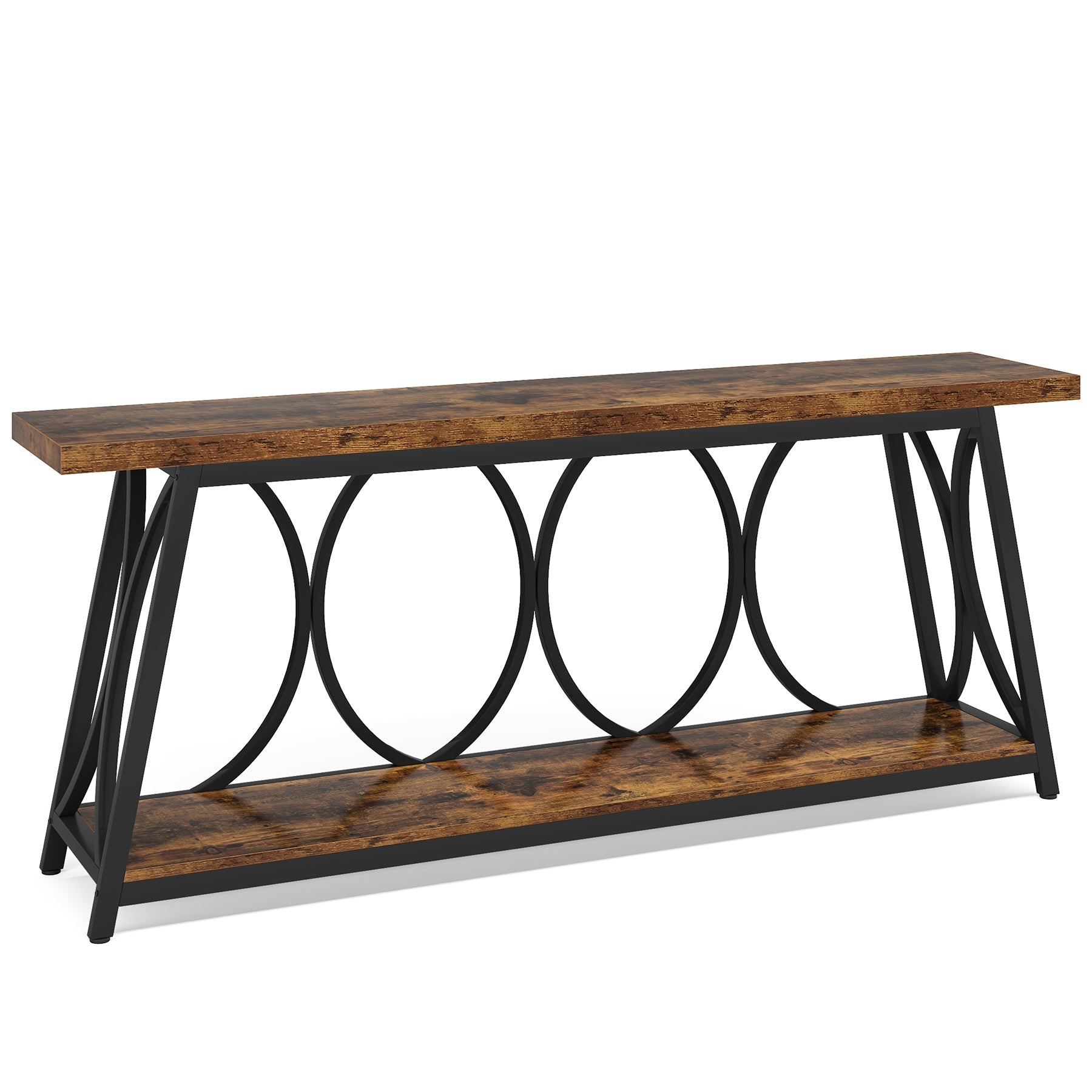 2 - Tier Console Table, 70.9" Industrial Sofa Table Behind Couch with Shelves Tribesigns