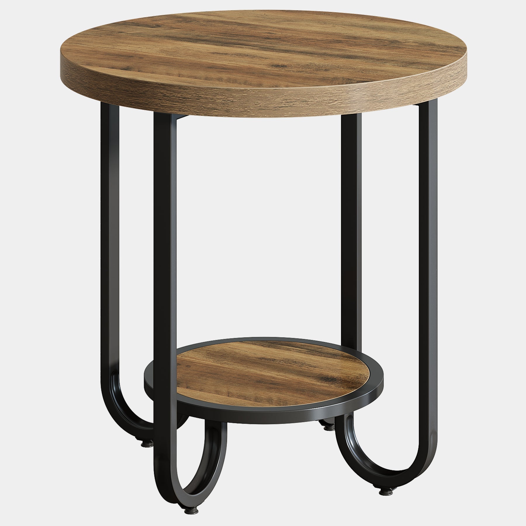 2 - Tier End Table, Round Side Table Nightstand with Curved Metal Legs Tribesigns