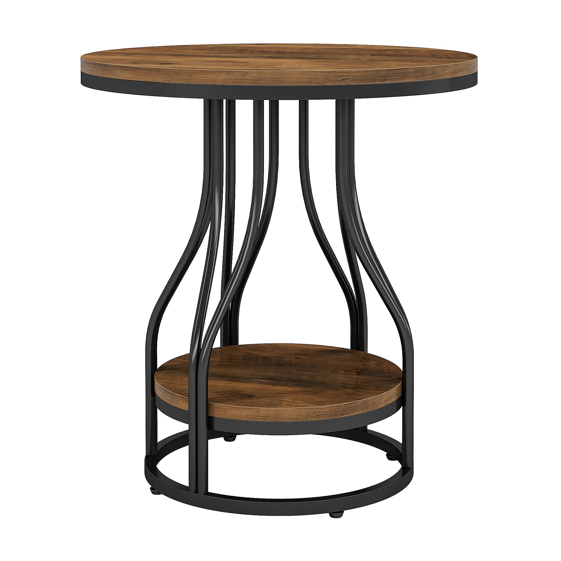2 - Tier End Table, Round Sofa Side Table with Metal Frame Tribesigns