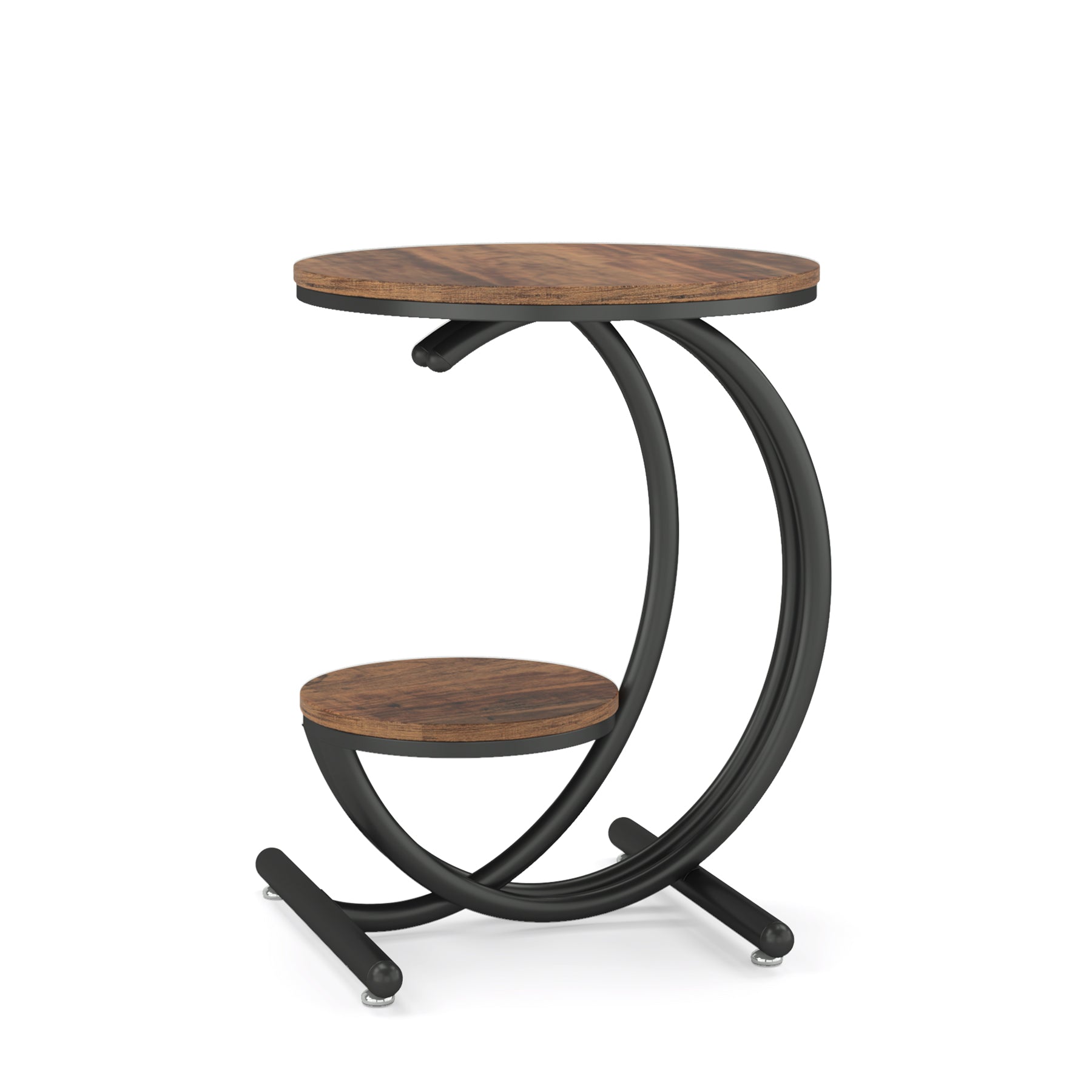 2 - Tier End Table, Small Accent Side Table with C - Shaped Frame Tribesigns