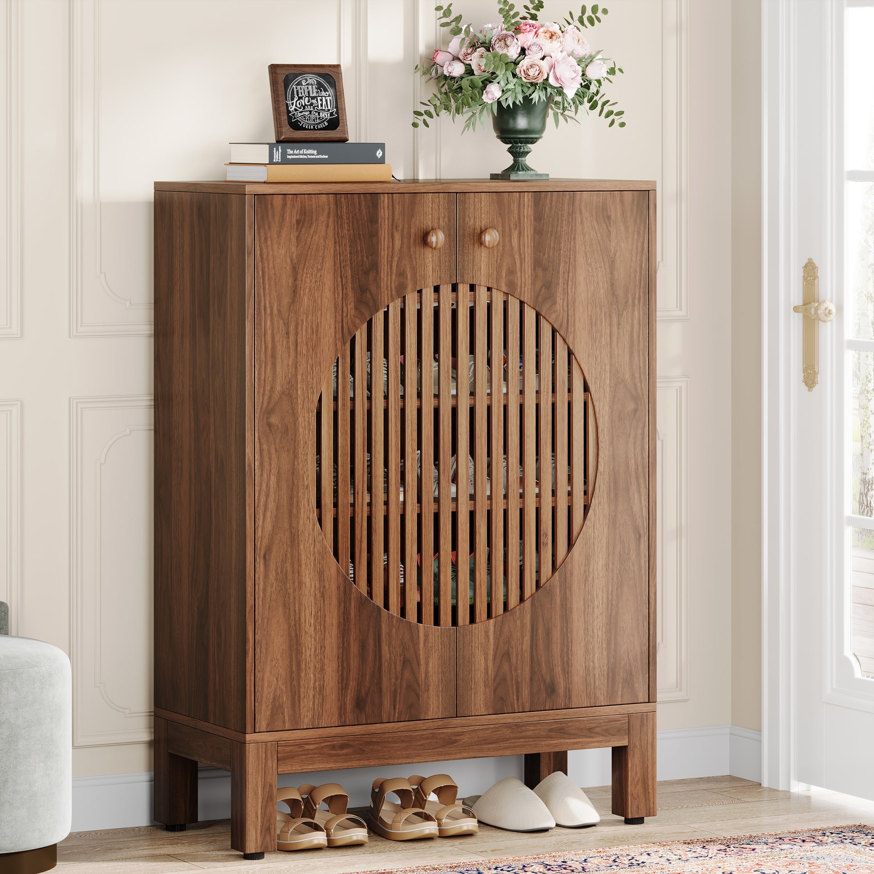 20 - Pair Shoe Cabinet, Stylish Shoe Rack Organizer With Doors Tribesigns