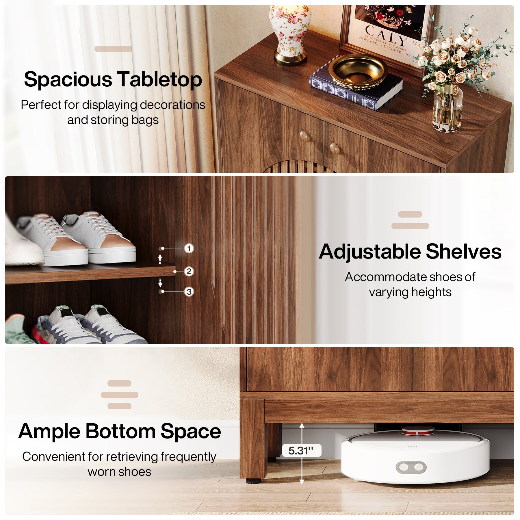 20 - Pair Shoe Cabinet, Stylish Shoe Rack Organizer With Doors Tribesigns