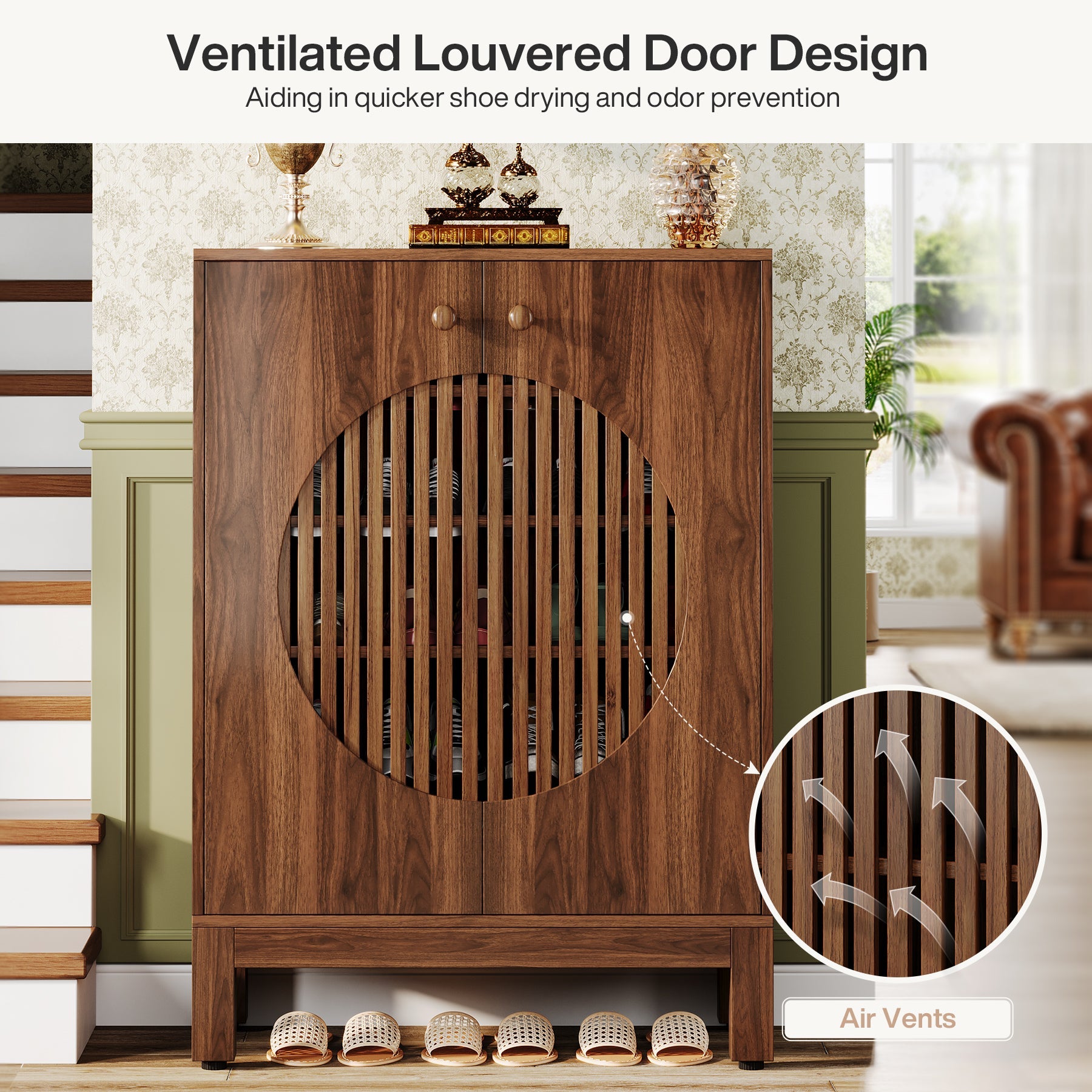 20 - Pair Shoe Cabinet, Stylish Shoe Rack Organizer With Doors Tribesigns