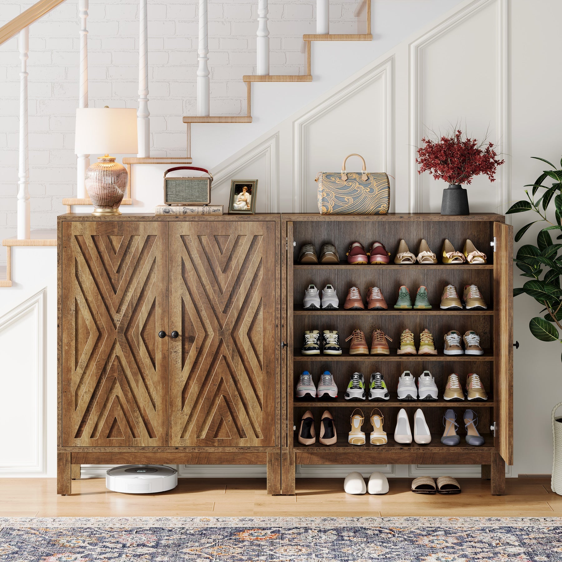 20 Pairs Shoe Cabinet, 5 - Tier Shoe Organizer Rack With Adjustable Shelves Tribesigns
