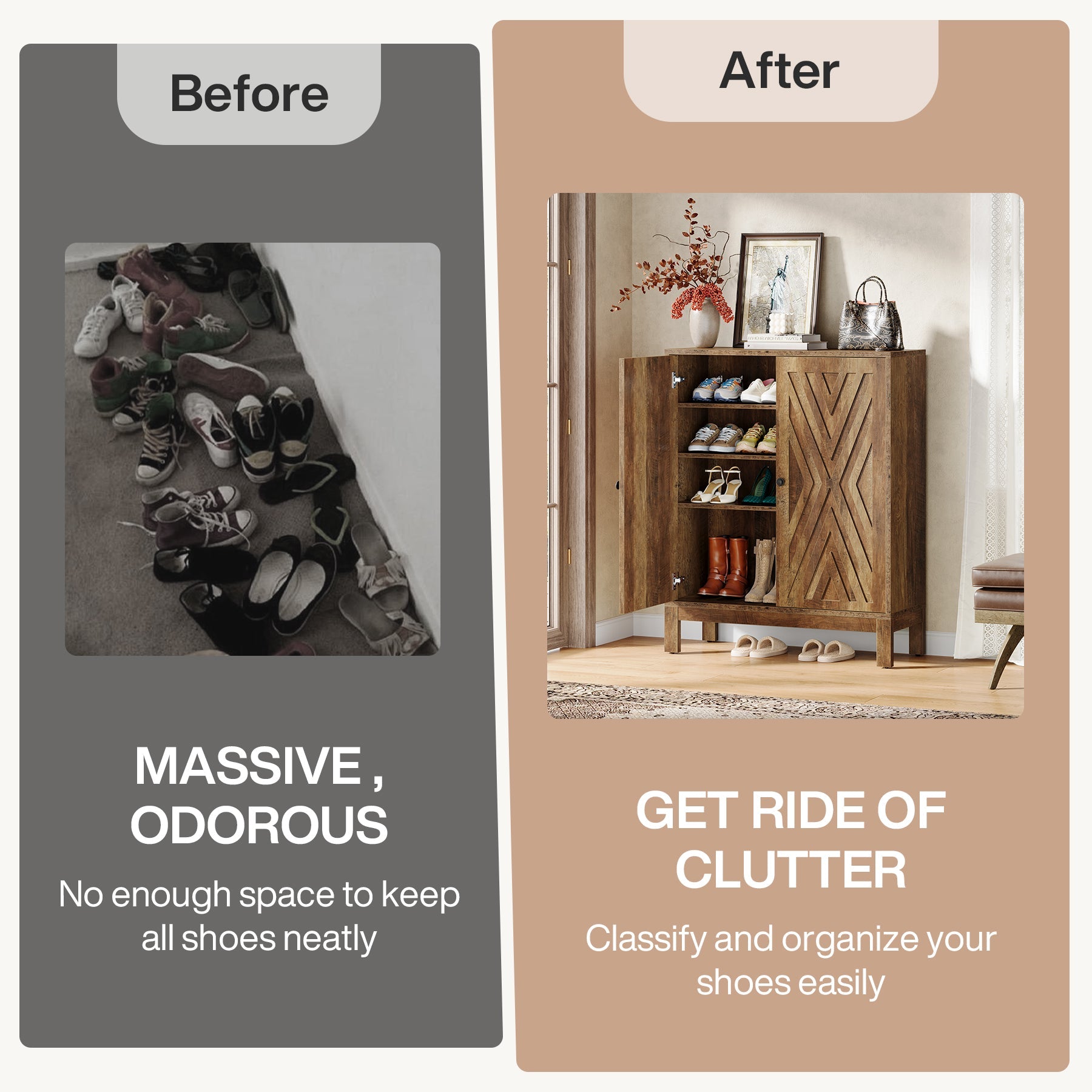 20 Pairs Shoe Cabinet, 5 - Tier Shoe Organizer Rack With Adjustable Shelves Tribesigns