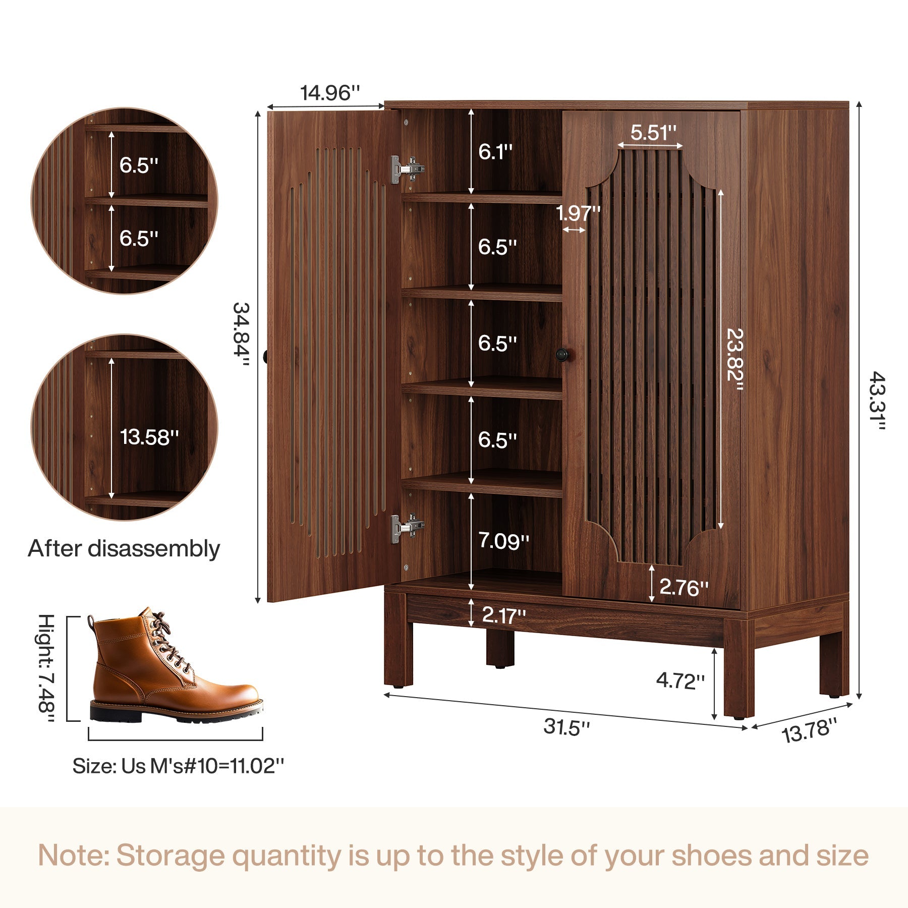 20 Pairs Shoe Cabinet, 6 - Tier Shoe Storage Organizer with Adjustable Shelves Tribesigns