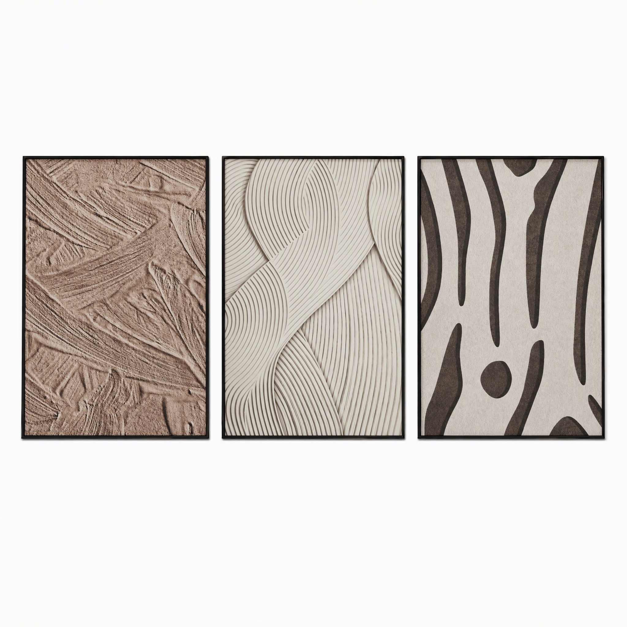 Sandstone Textured Wall Art Set of 3, Large Canvas Wall Decor with Modern Minimalist Design