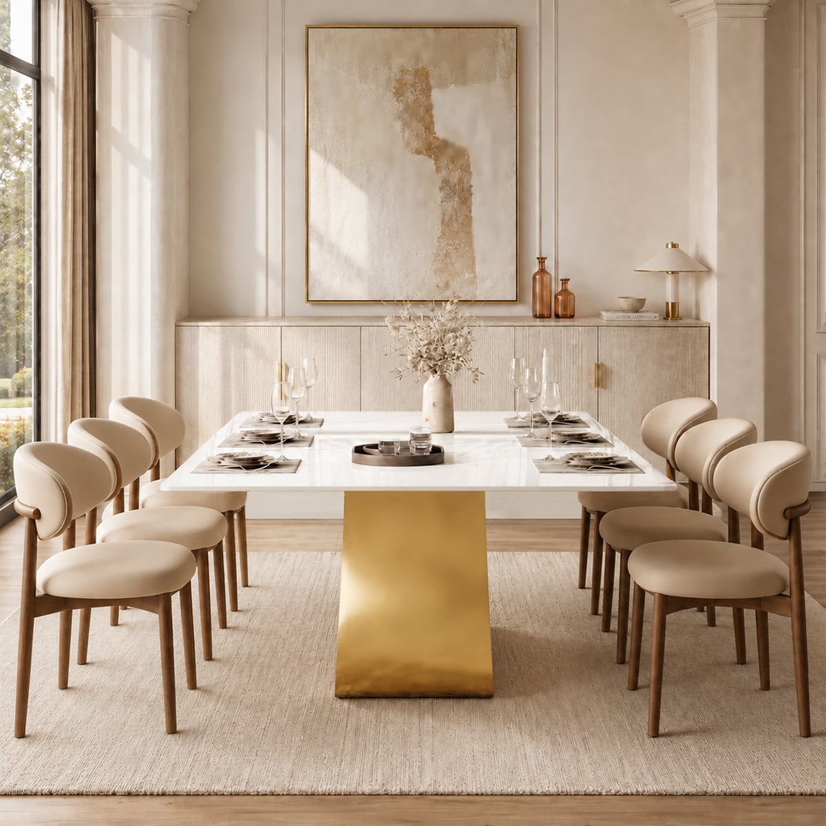 78.74" × 39.37" sintered stone dining table surface comfortably seats up to 8 people