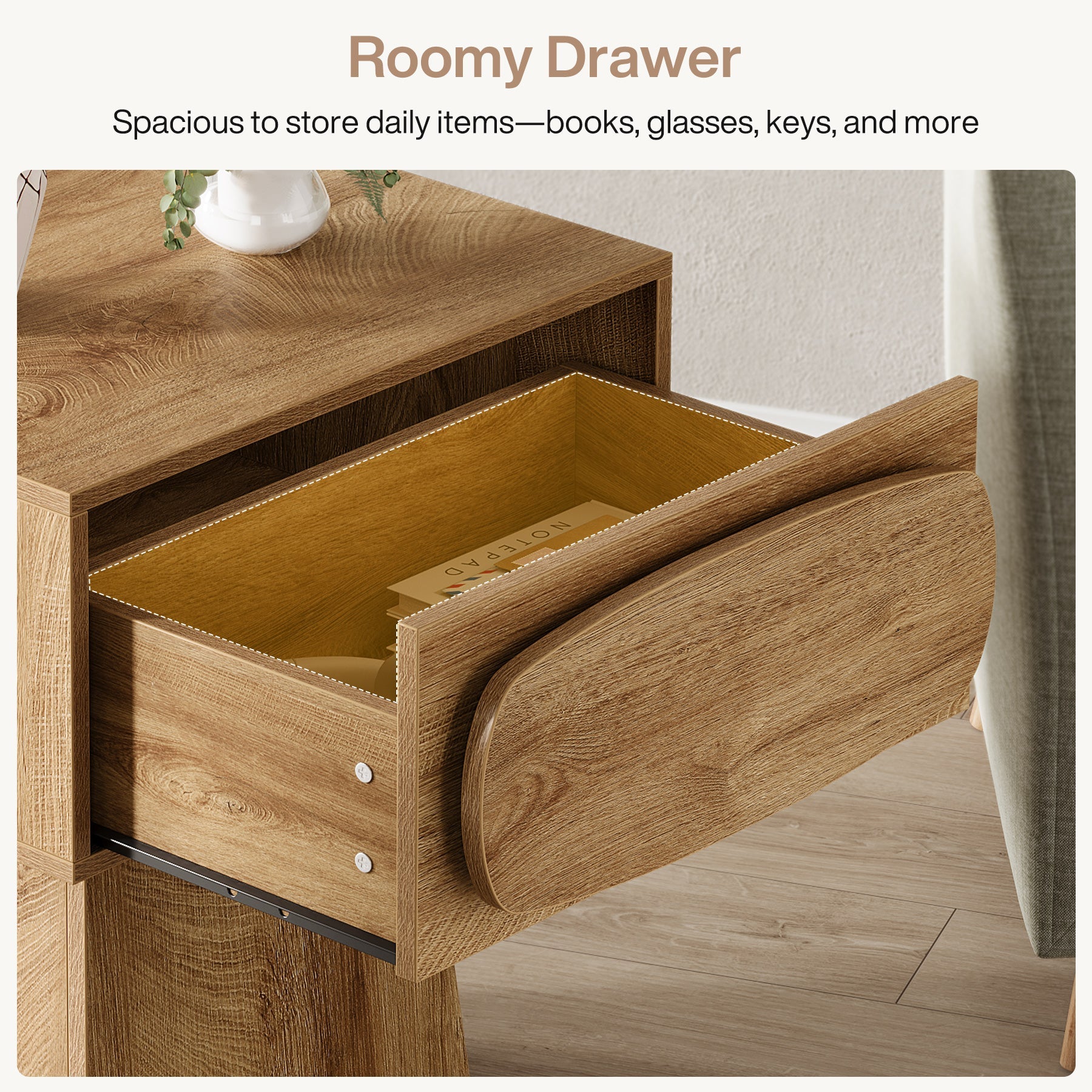 21.6" End Table, Small Side Table with Storage Drawer Tribesigns