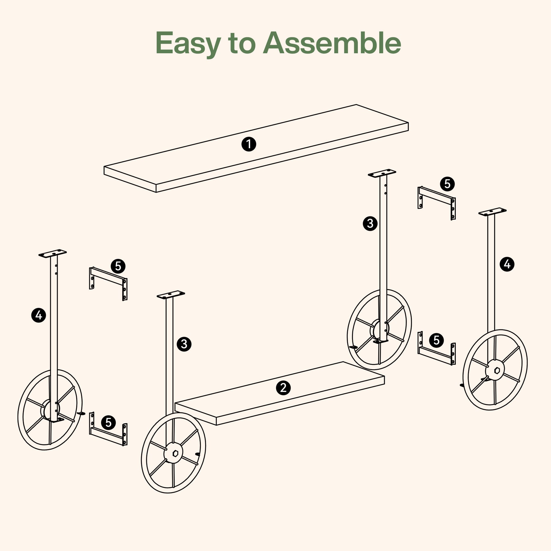 47" Solid Wood Industrial Console Table with 2-Tier Shelves – Narrow Entryway Sofa Table with Metal Base for Hallway or Living Room