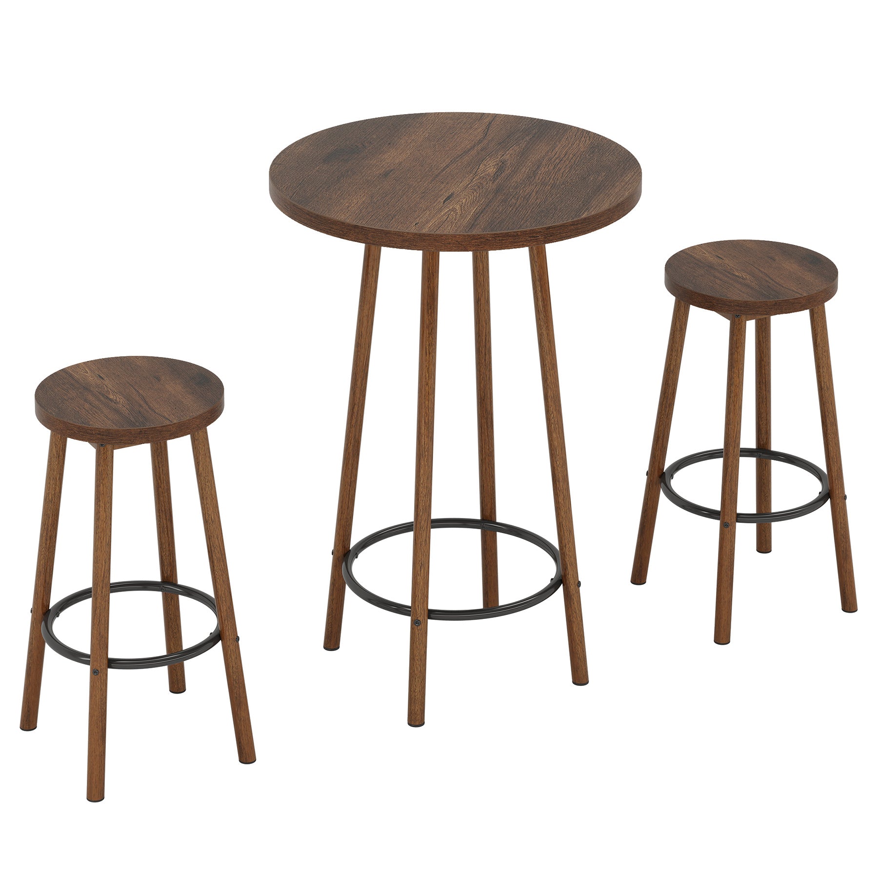23.6" Bar Table Set, 3 Pieces Round Pub Table Bar Height Table with 2 Stools
