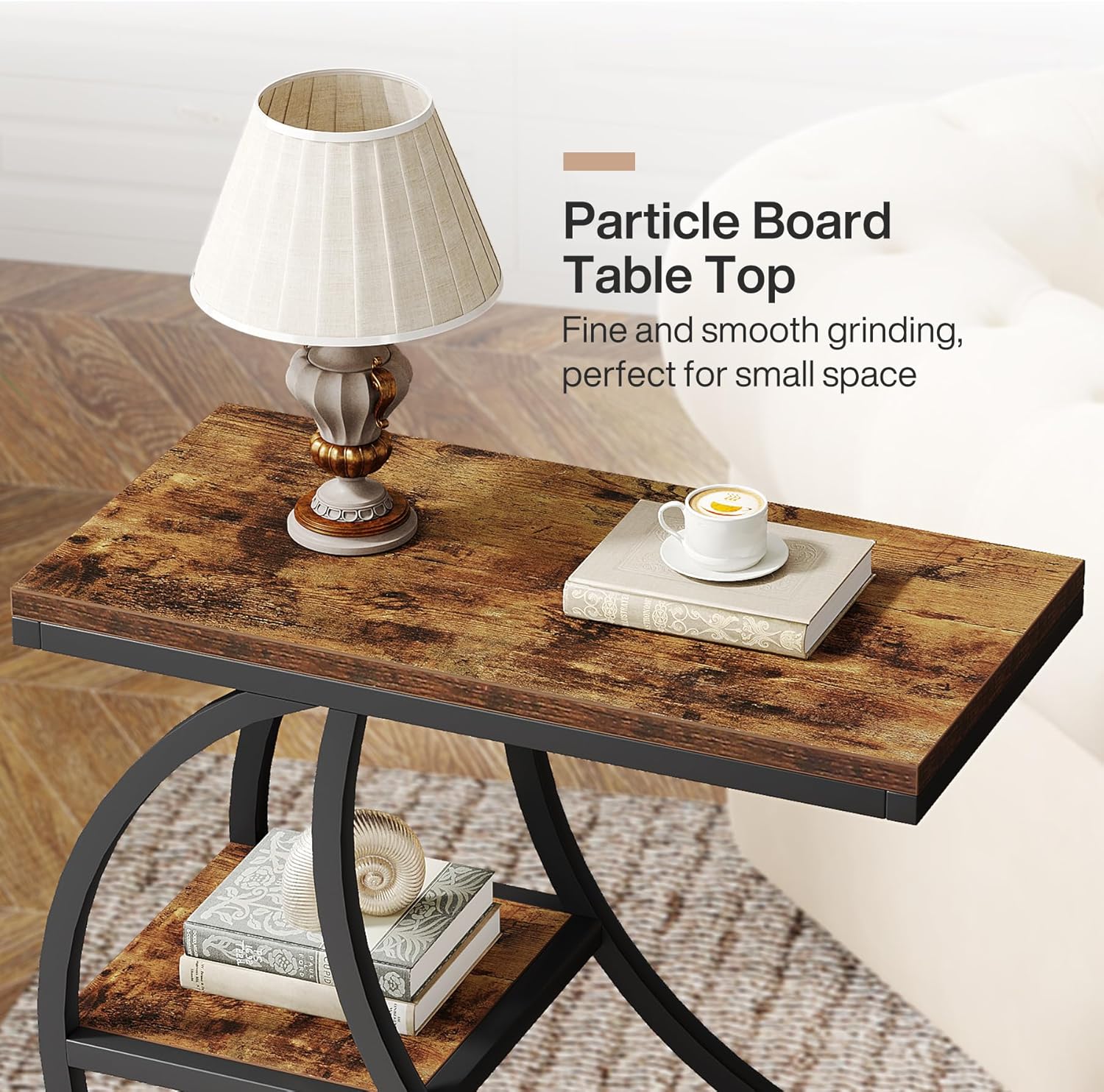 23.6“ End Table, 3 - Tier Couch Side Table with 3 Storage Shelves Tribesigns