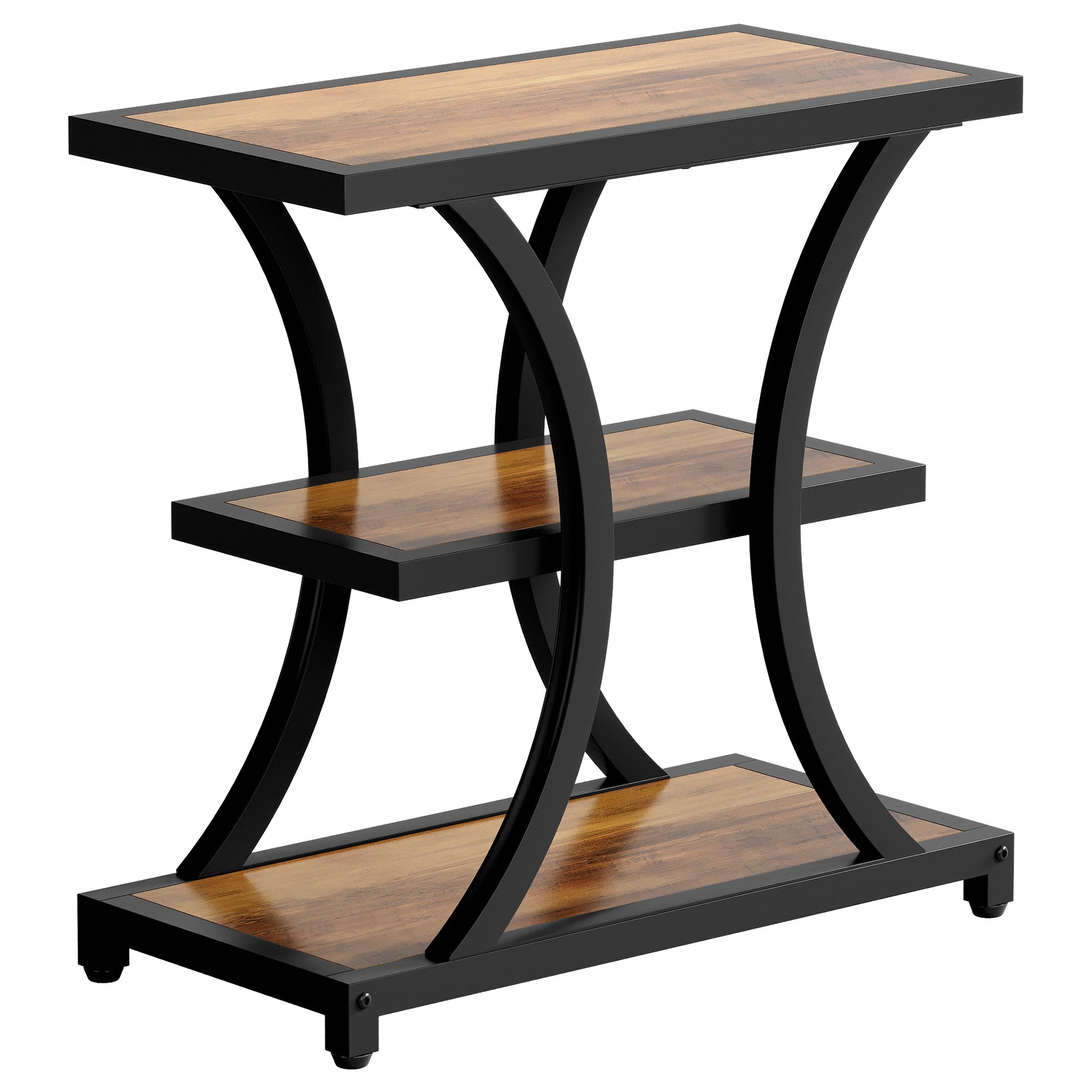 23.6" End Table, 3-Tier Side Table Nightstand with Geometric Design