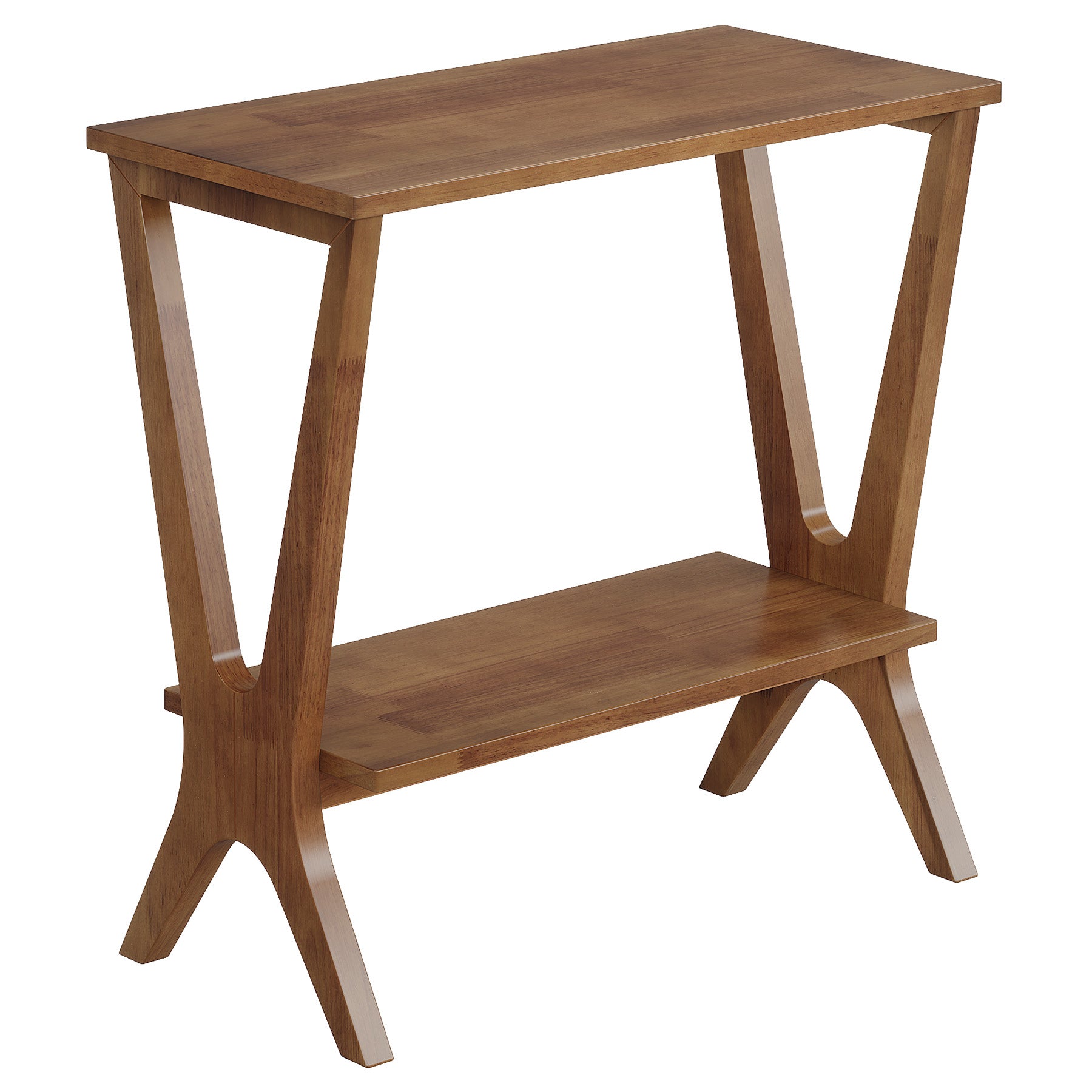 23.6" Solid Wood End Table, 2 - Tier Storage Shelves Sofa Side Table Tribesigns