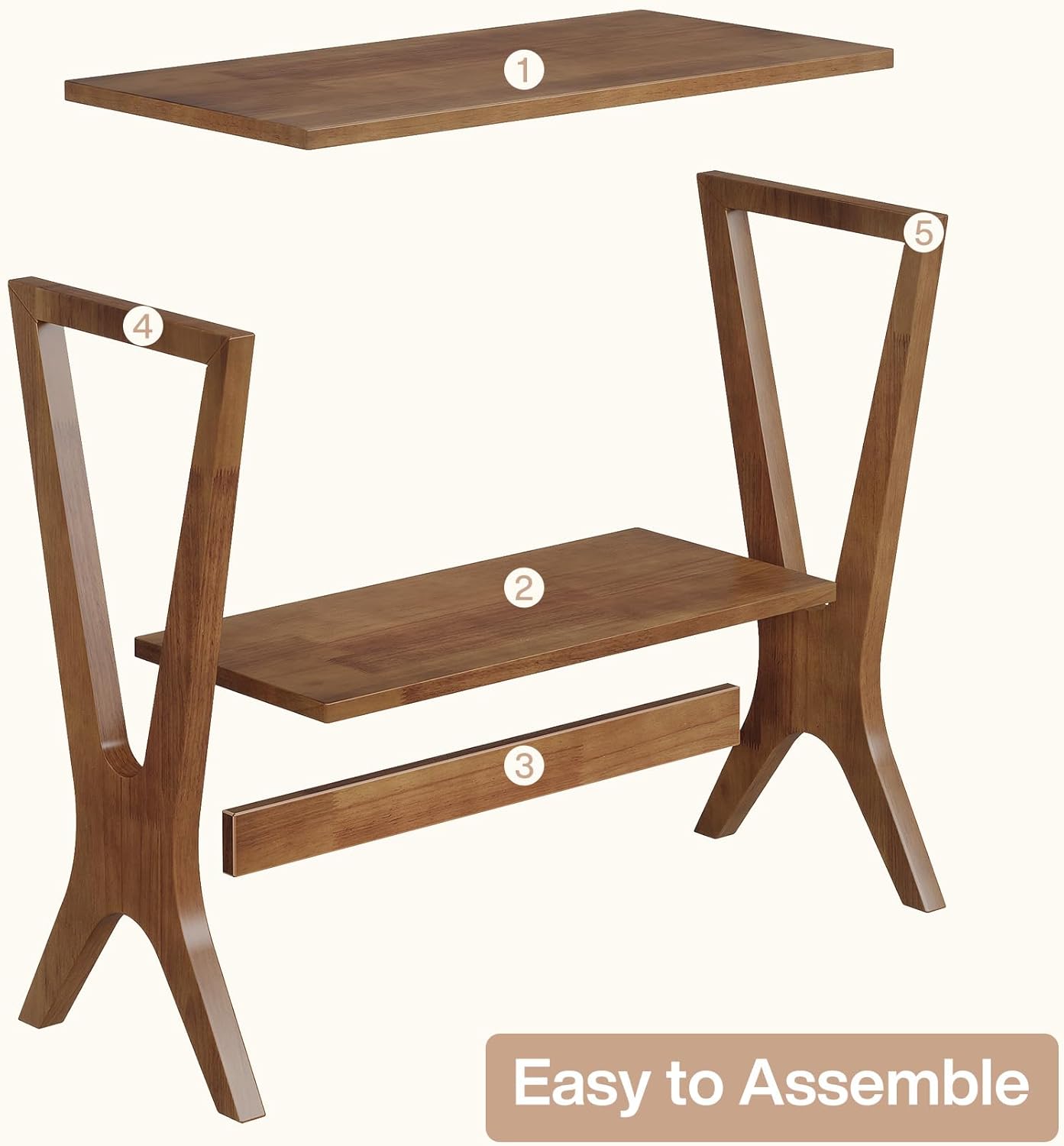 23.6" Solid Wood End Table, 2 - Tier Storage Shelves Sofa Side Table Tribesigns