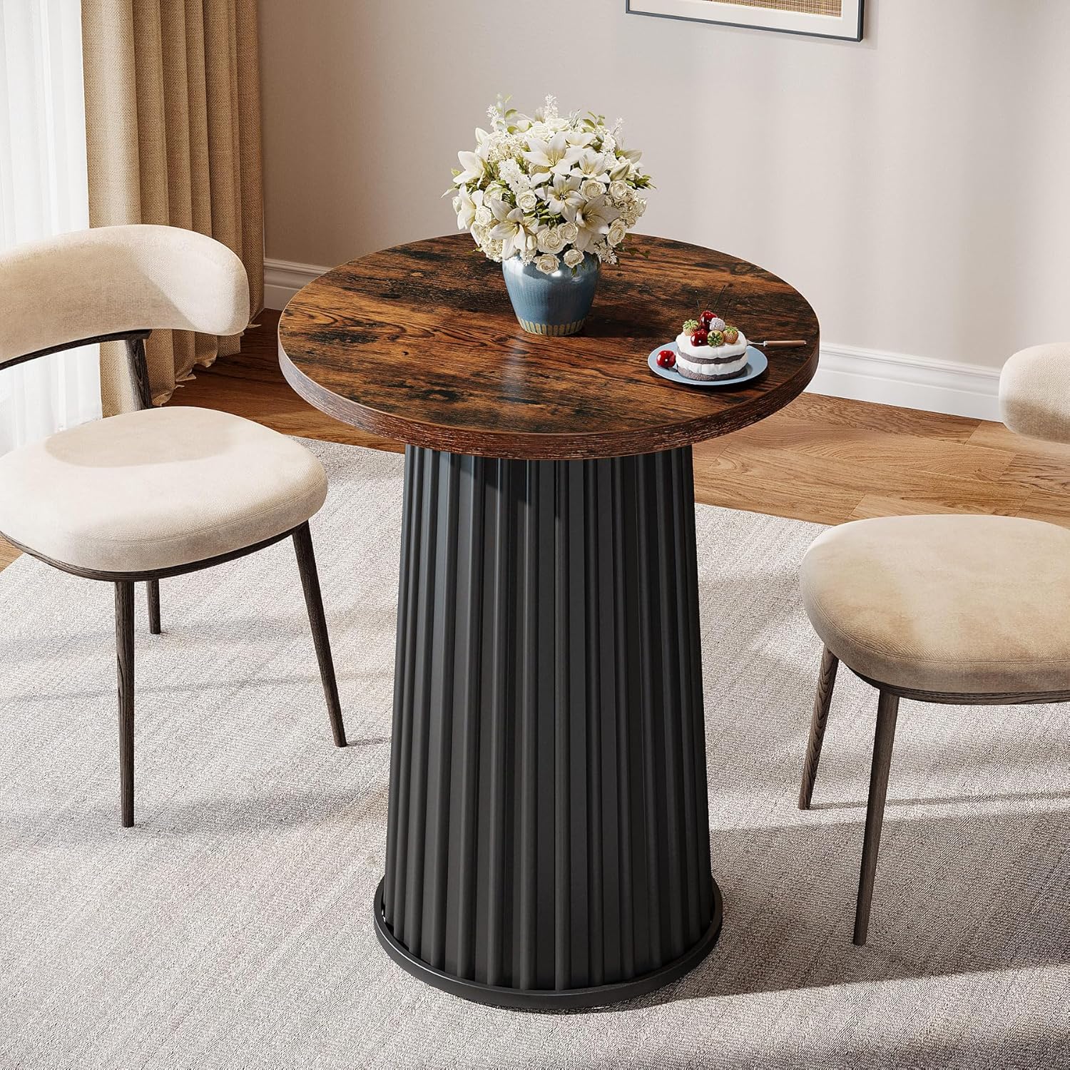 23" Dining Table, Modern Small Circle Kitchen Dinner Table for 2