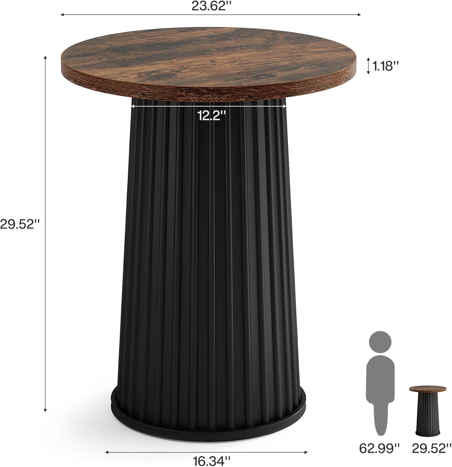 23" Dining Table, Modern Small Circle Kitchen Dinner Table for 2