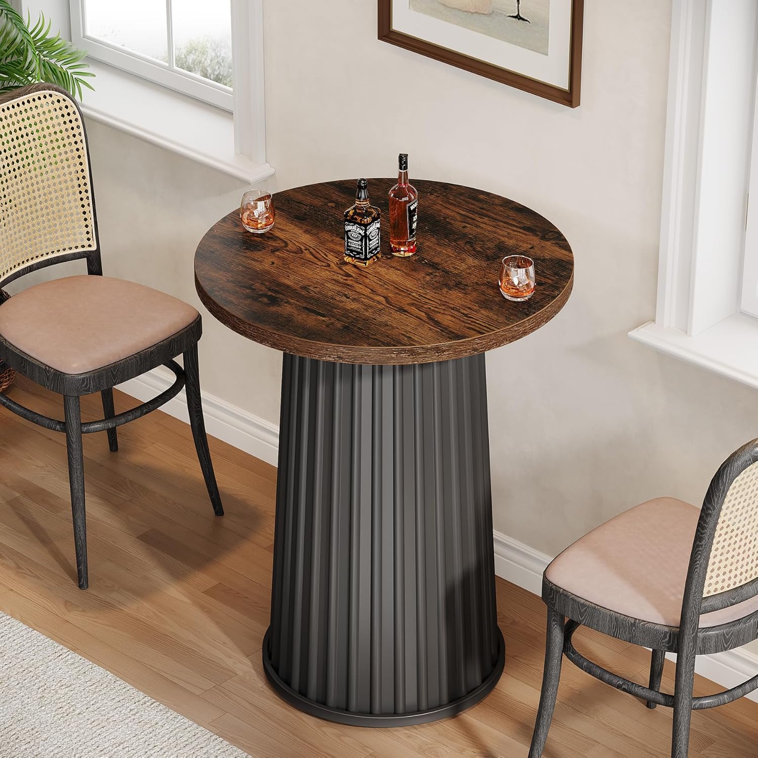 23" Dining Table, Modern Small Circle Kitchen Dinner Table for 2