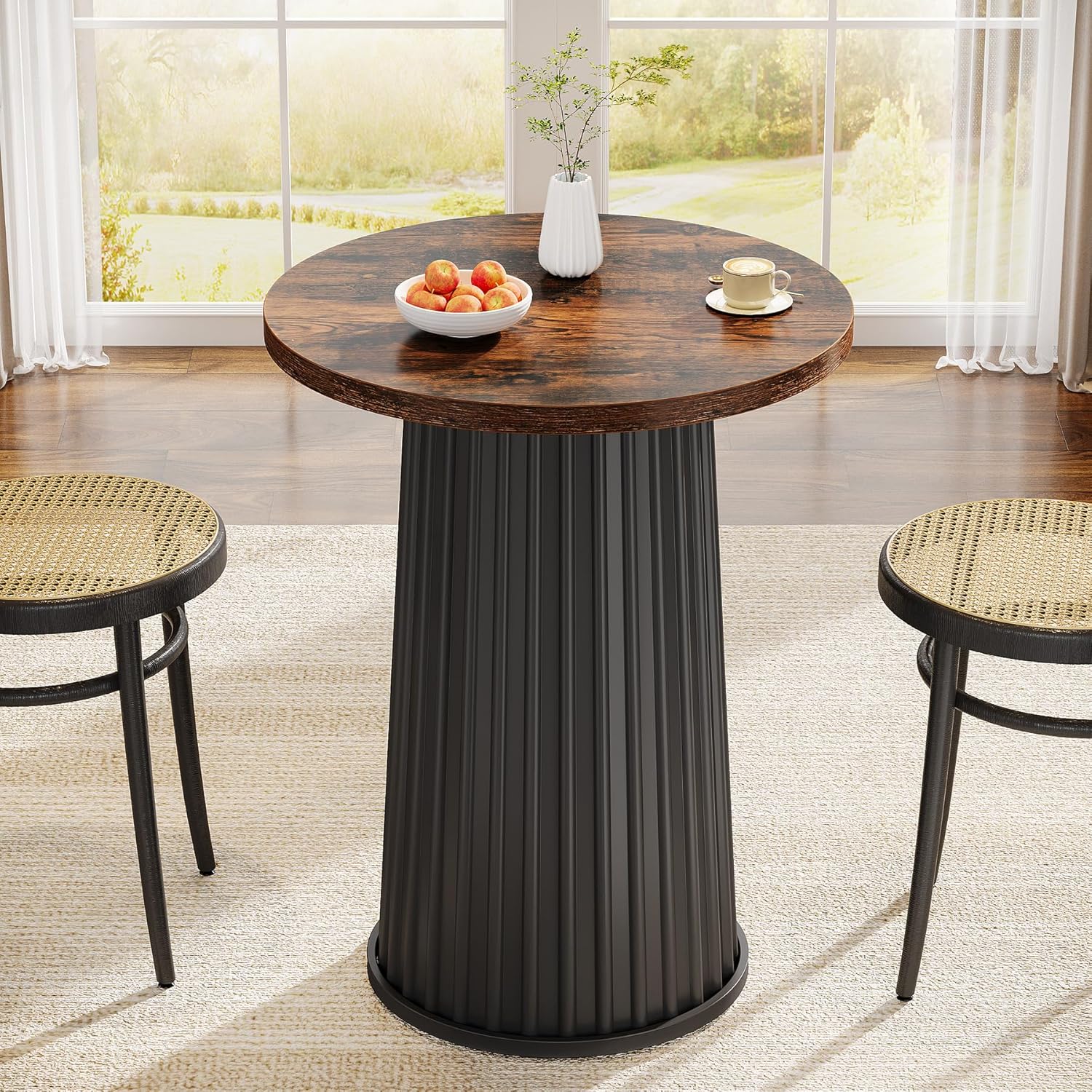 23" Dining Table, Modern Small Circle Kitchen Dinner Table for 2