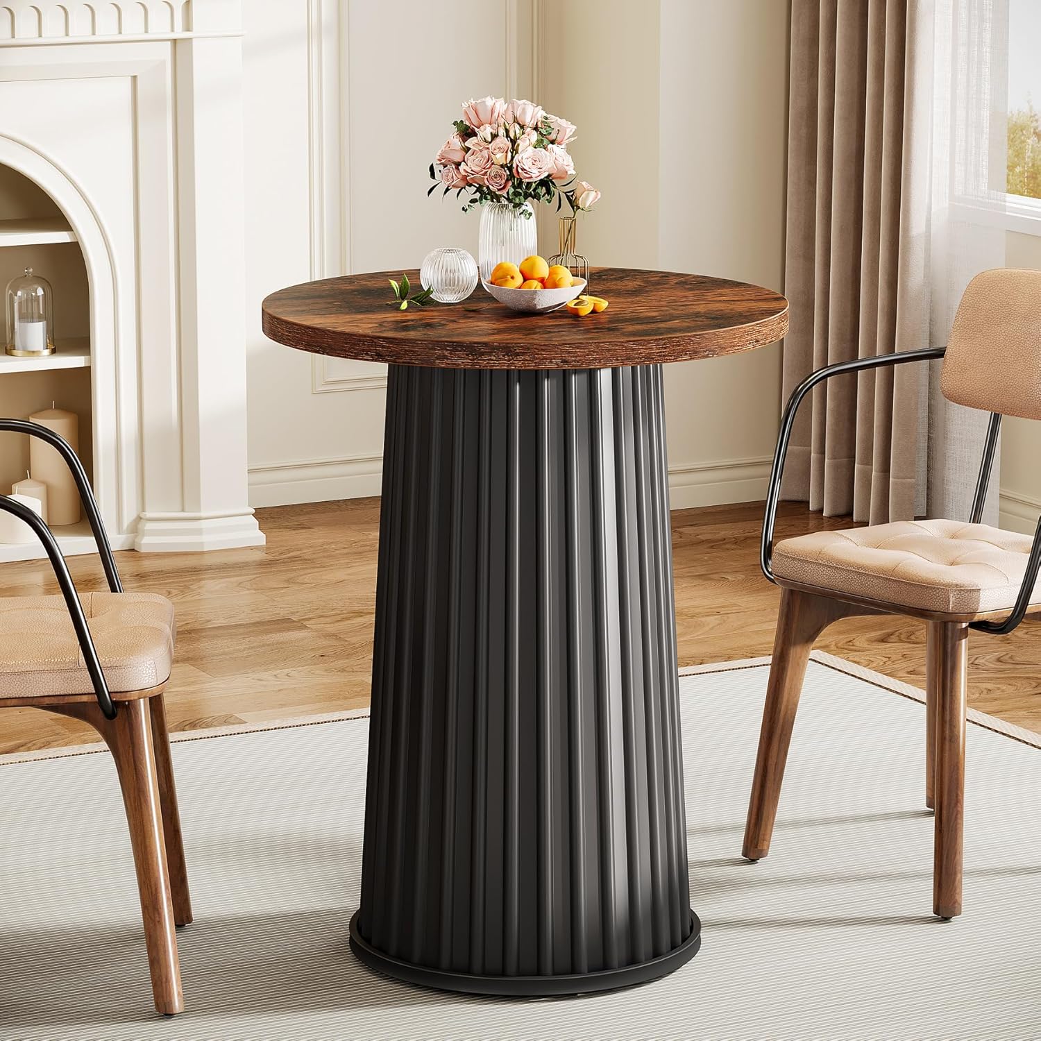 23" Dining Table, Modern Small Circle Kitchen Dinner Table for 2