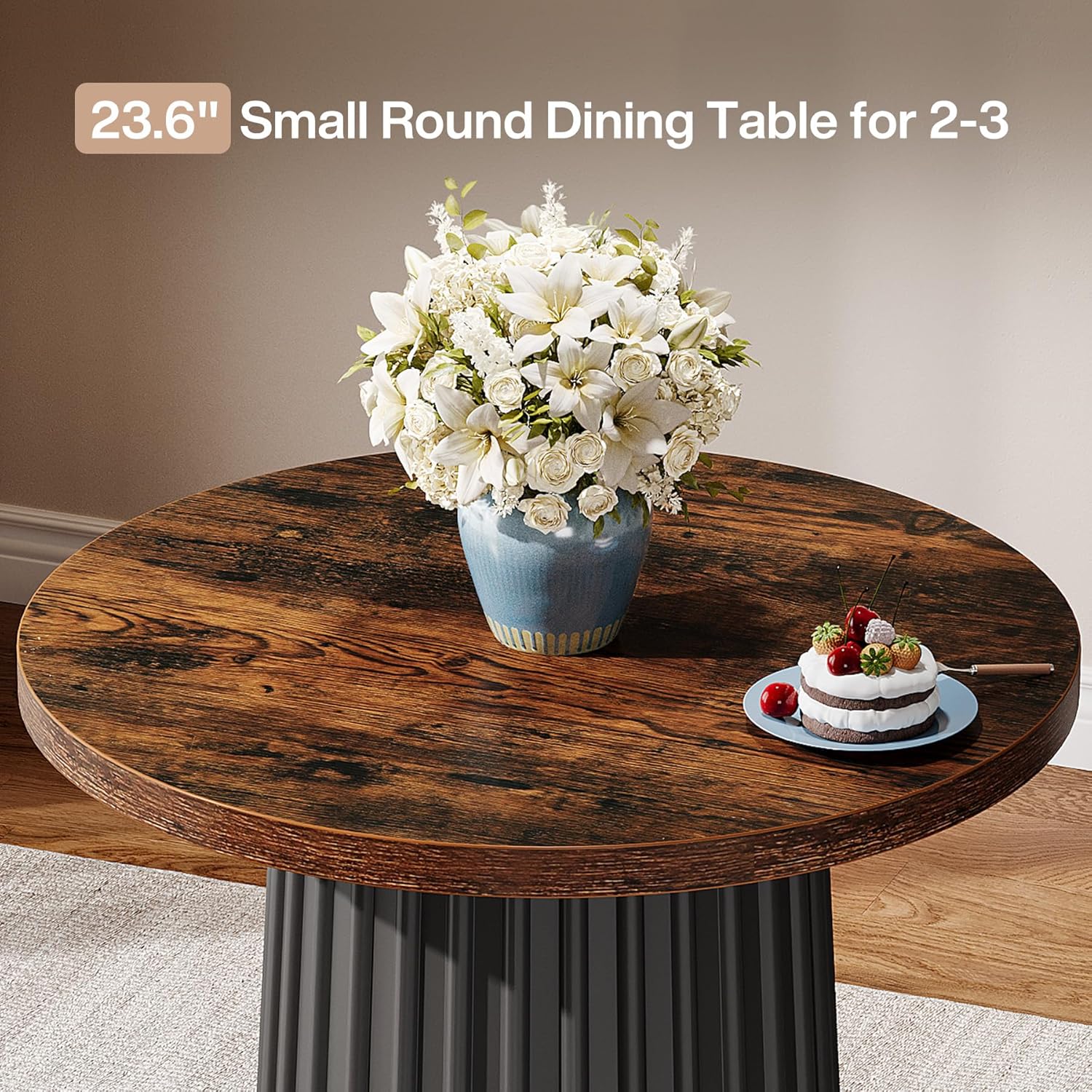 23" Dining Table, Modern Small Circle Kitchen Dinner Table for 2