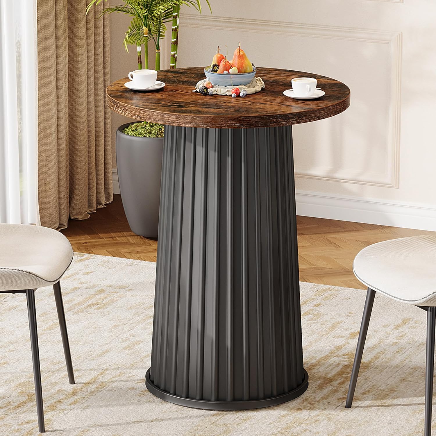 23" Dining Table, Modern Small Circle Kitchen Dinner Table for 2