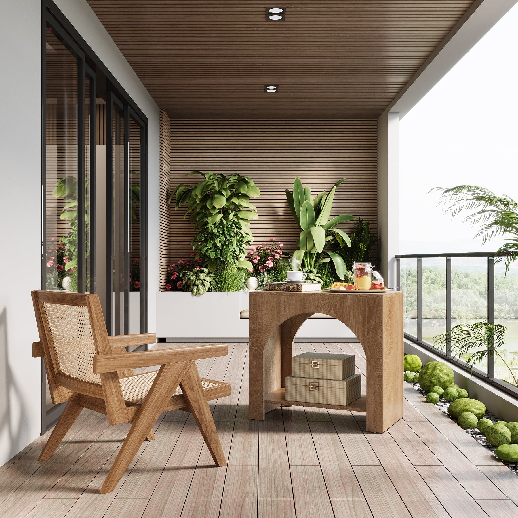 27" End Table, 2 Tier Square Side Table with Storage Shelf Tribesigns