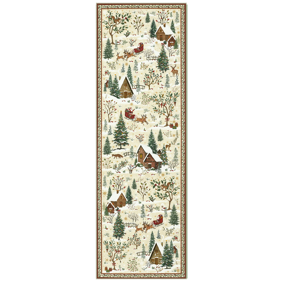 Christmas Snow Forest Washable Area Rug#Color_Beige