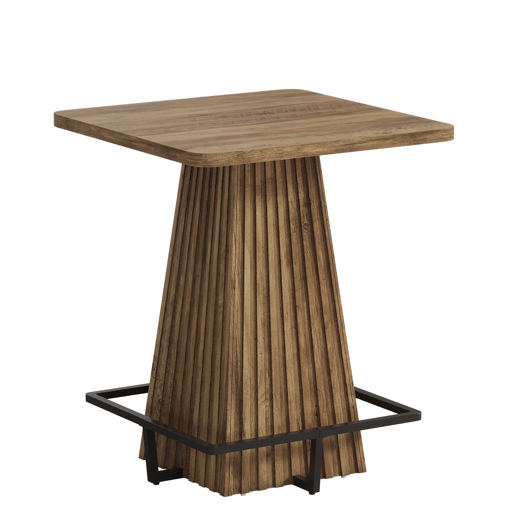 37.4" Square Bar Table, Farmhouse Counter Height Pub Table with Metal Footrest