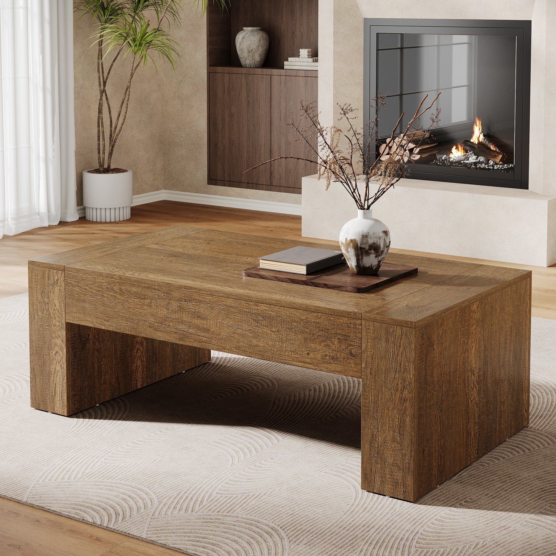 51" Coffee Table, Wood Center Table Simple Cocktail Tea Table