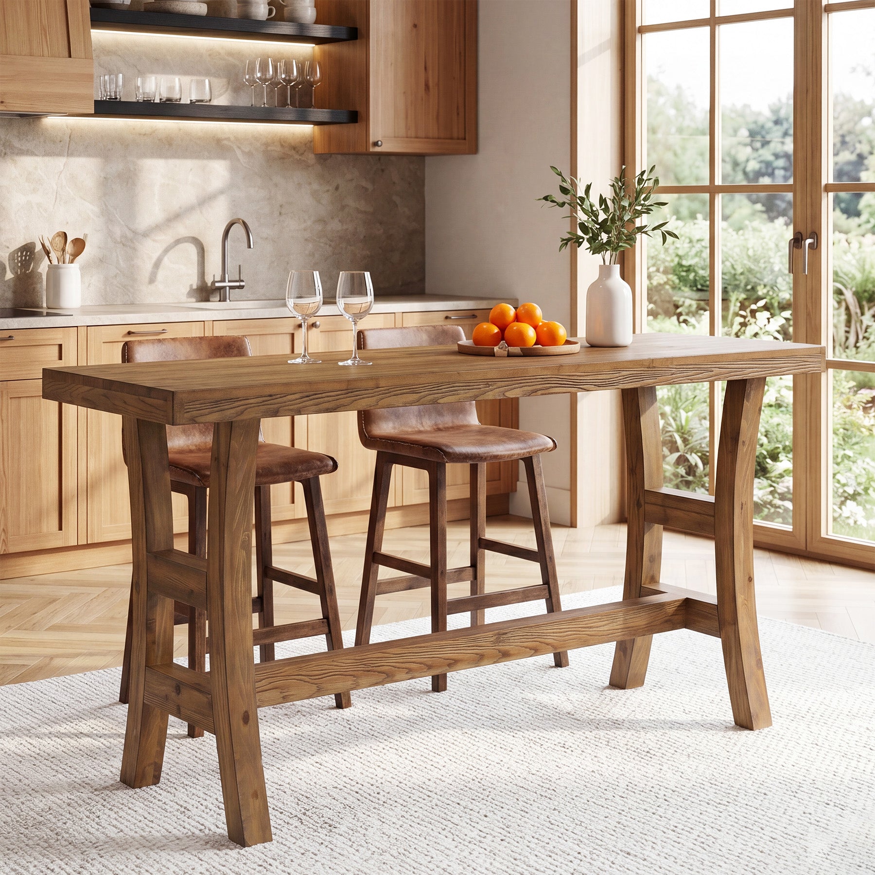 Tribesigns 63-Inch Bar Table, Solid Wood Counter Height Pub Table