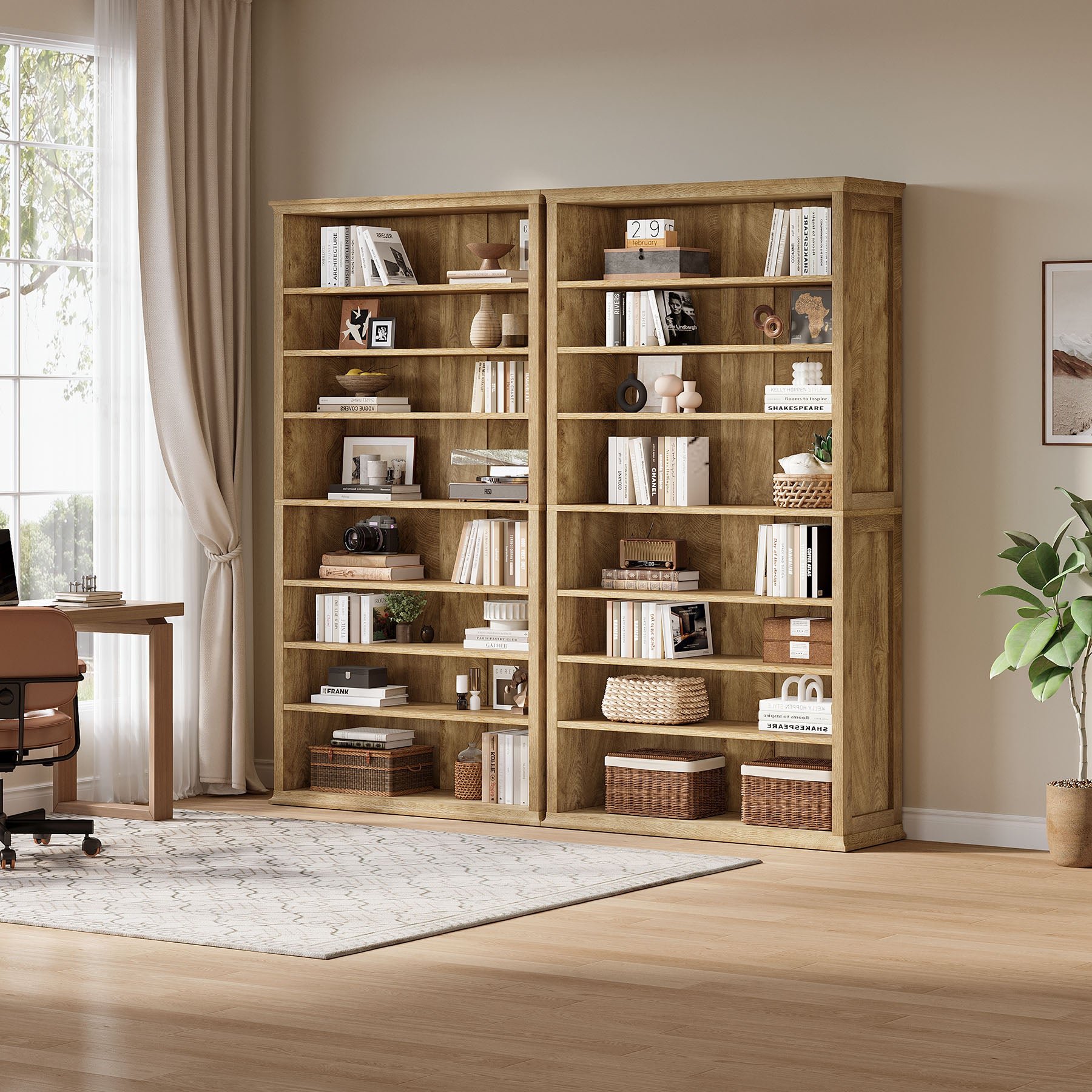 71" Tall Bookshelf, 8-Tier Bookcase FreeStanding Display Etagere with Adjustable Shelves
