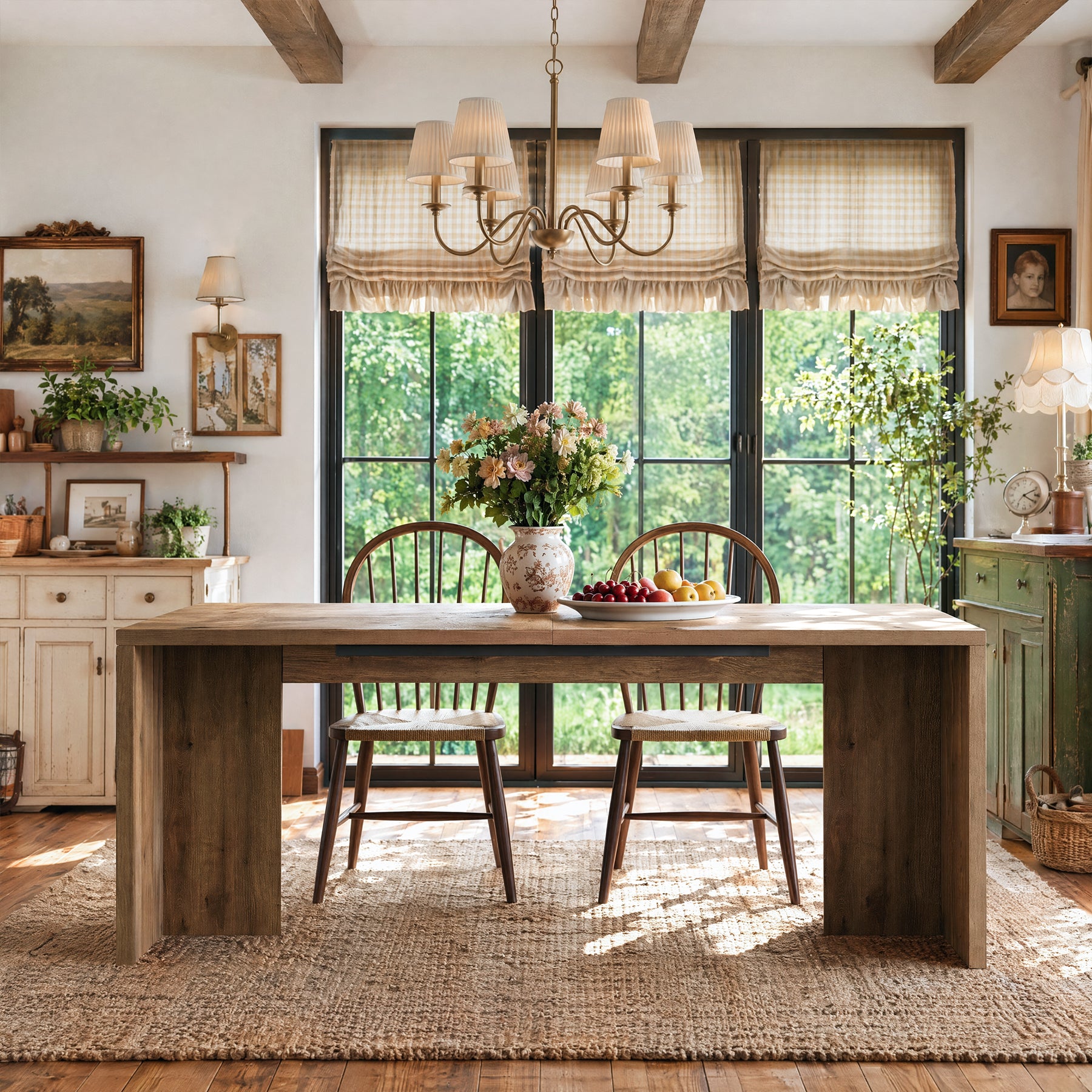 78"Solid Wood Dining Table, Kitchen Table for 6-8 People for Dining Room