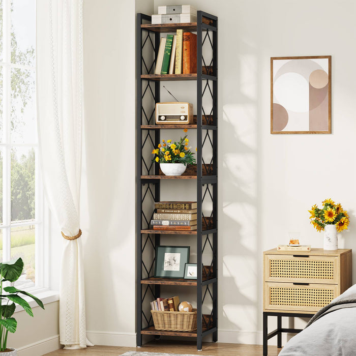 78.7” Tall Narrow Bookshelf, Slim Display Shelf for Home Office & Small Areas