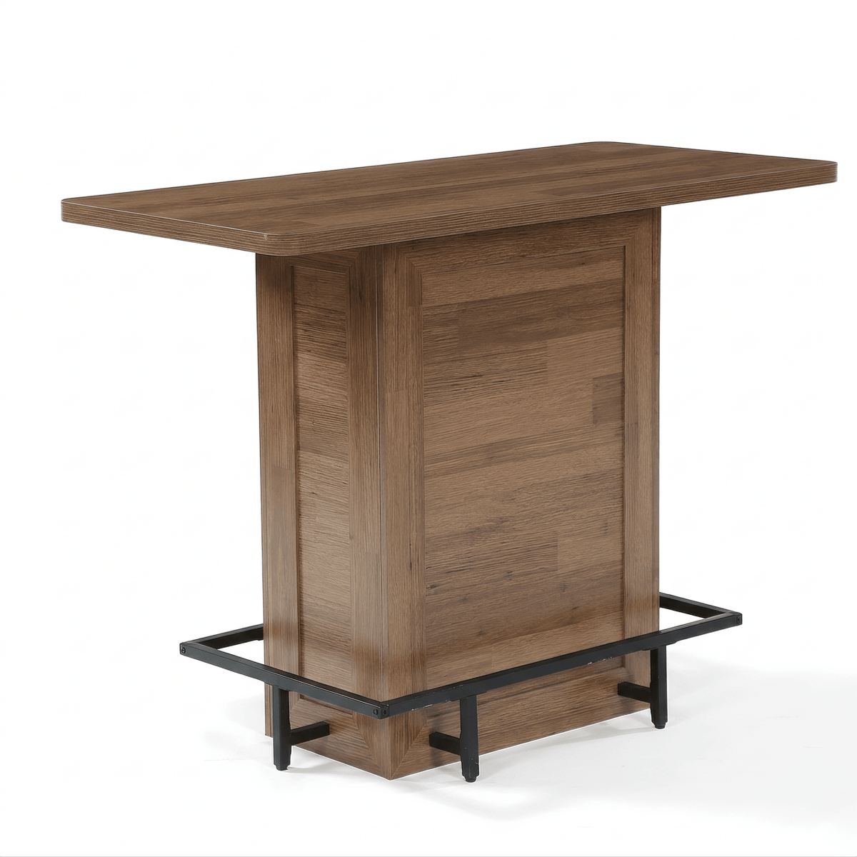 47.24" Bar Table, Farmhouse High-Top Pub Table with Metal Footrest & Adjustable Feet