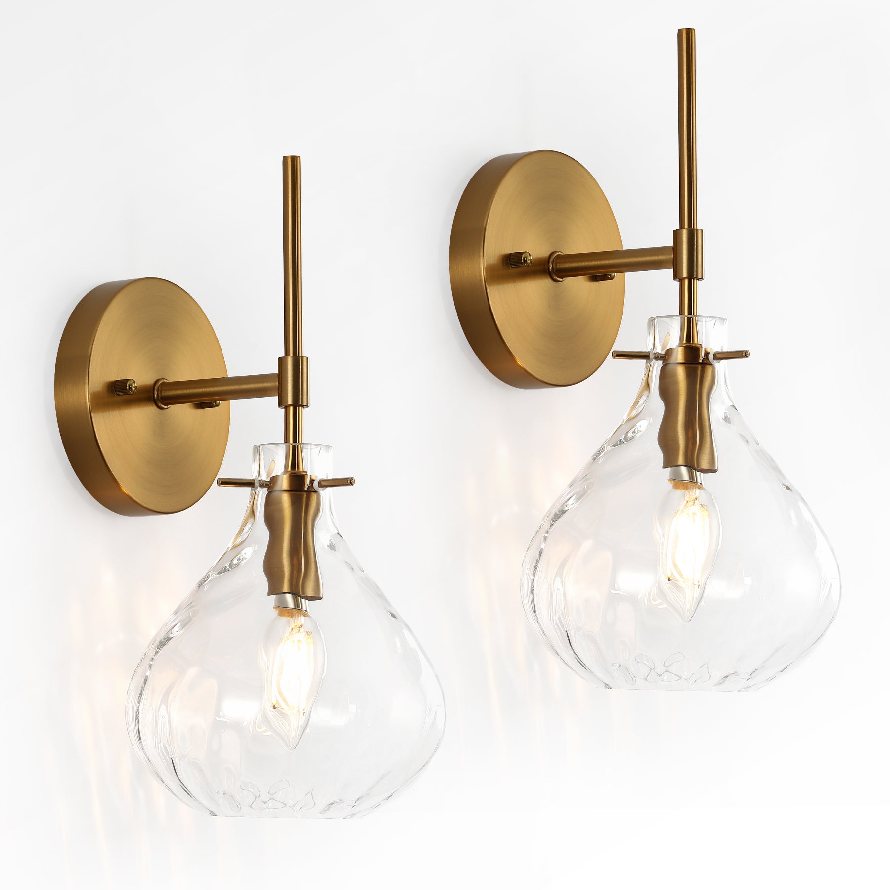 Wall Sconce Set of 2, Bathroom Vanity Wall Lamp with Clear Glass Shade