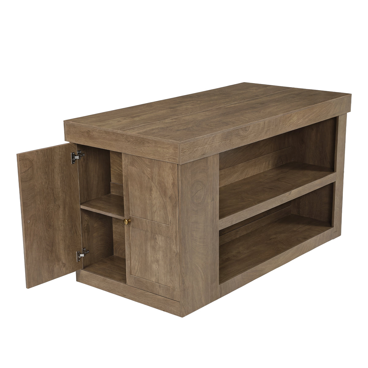 63" Bar Table with Storage, 3-Tier Counter Height Pub Table with Shelf & Cabinet