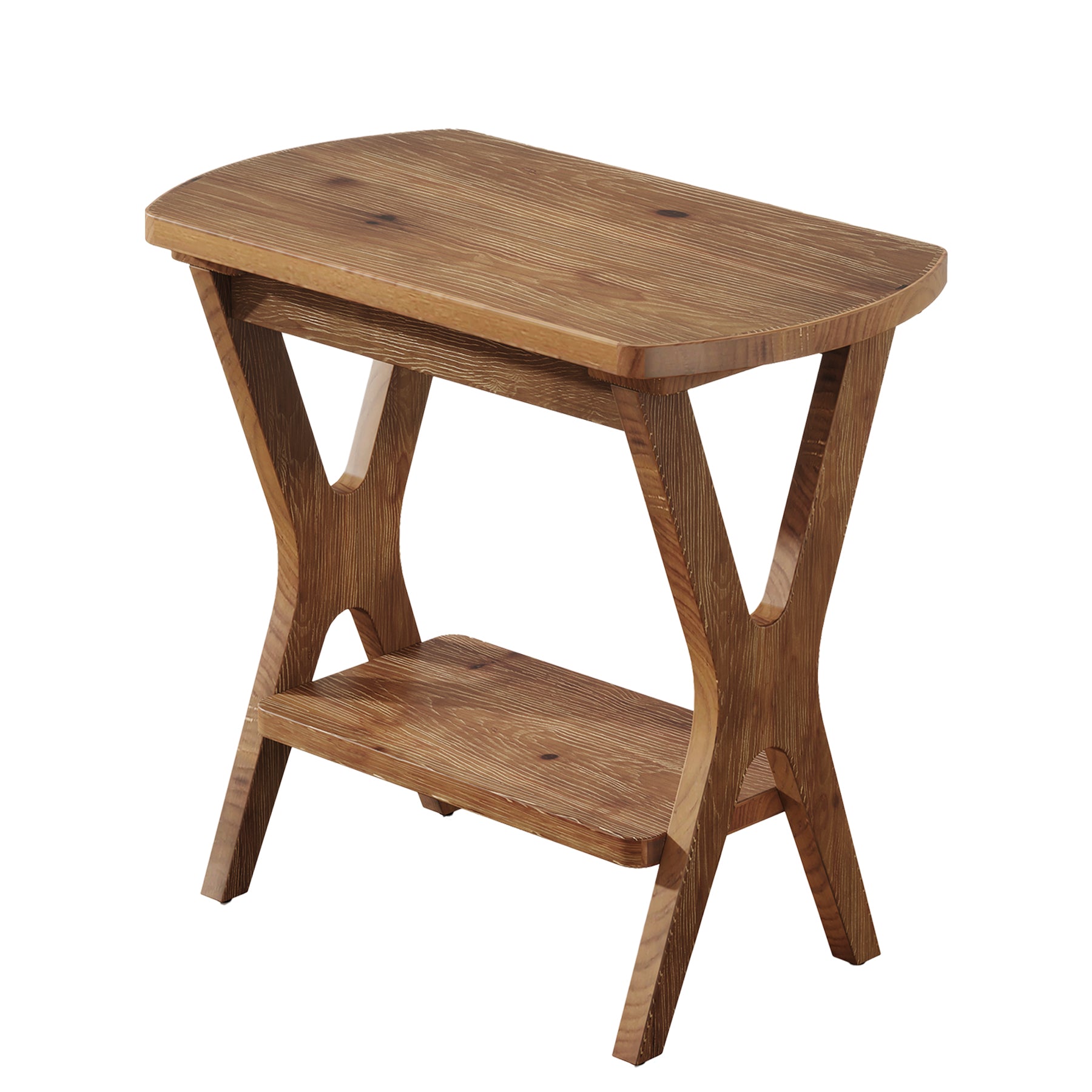 Solid Wood Side Table, 2-Tier End Table Nightstand with Storage for Living Room