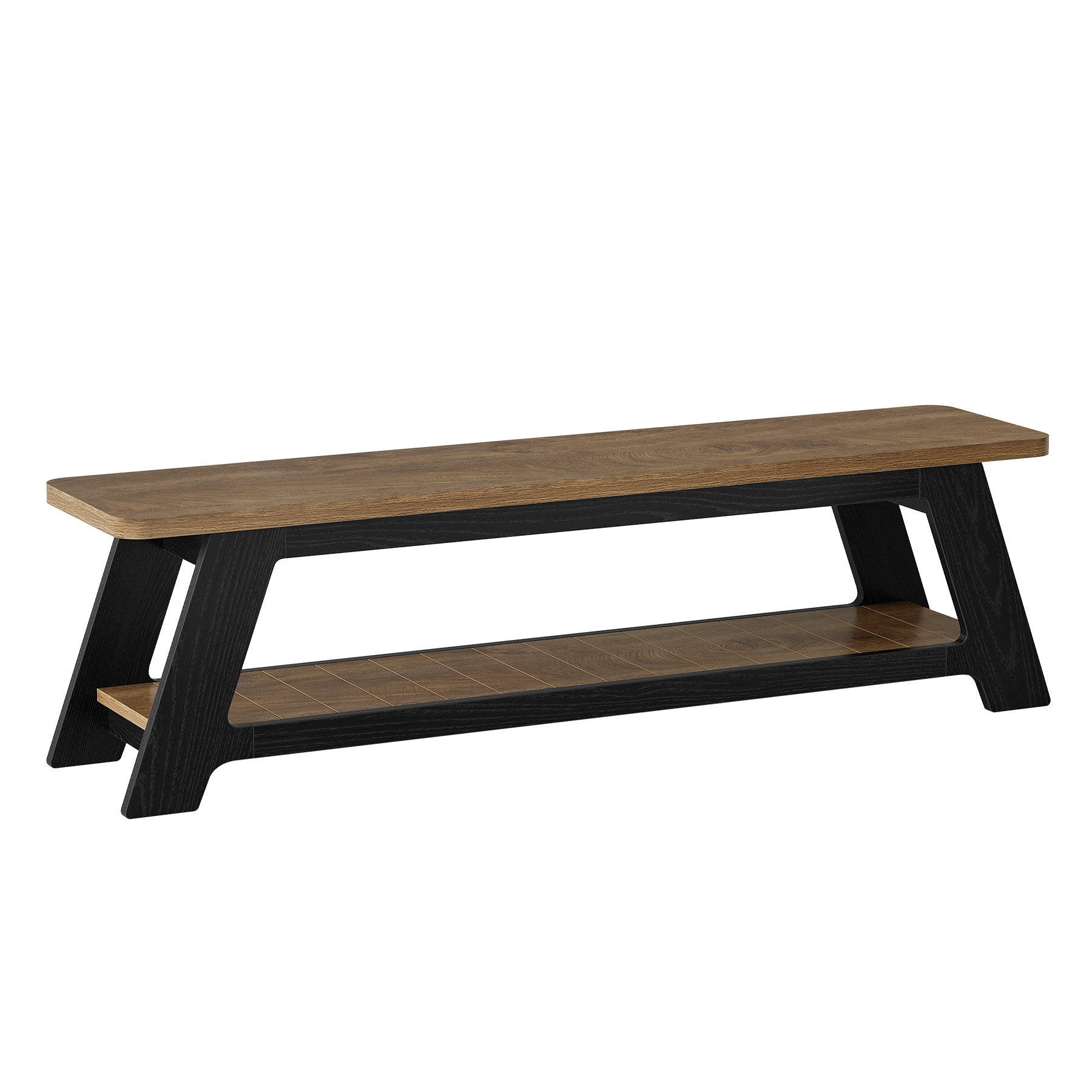 63" Long Entryway Bench, Modern Indoor Bench Seat with Shoe Storage for Hallway