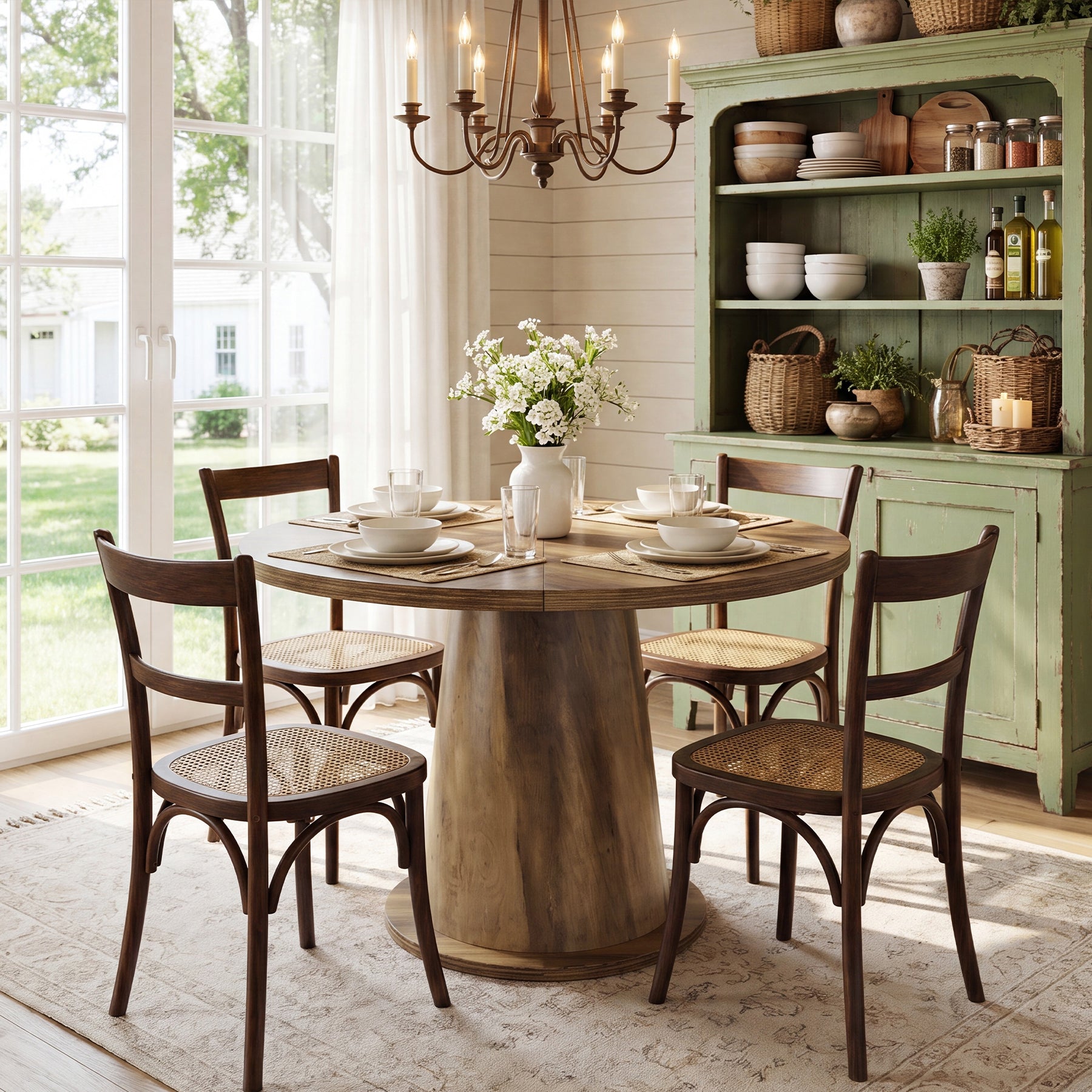 31.5" Small Round Dining Table, Kitchen Table with Sturdy Base for 2-4 People