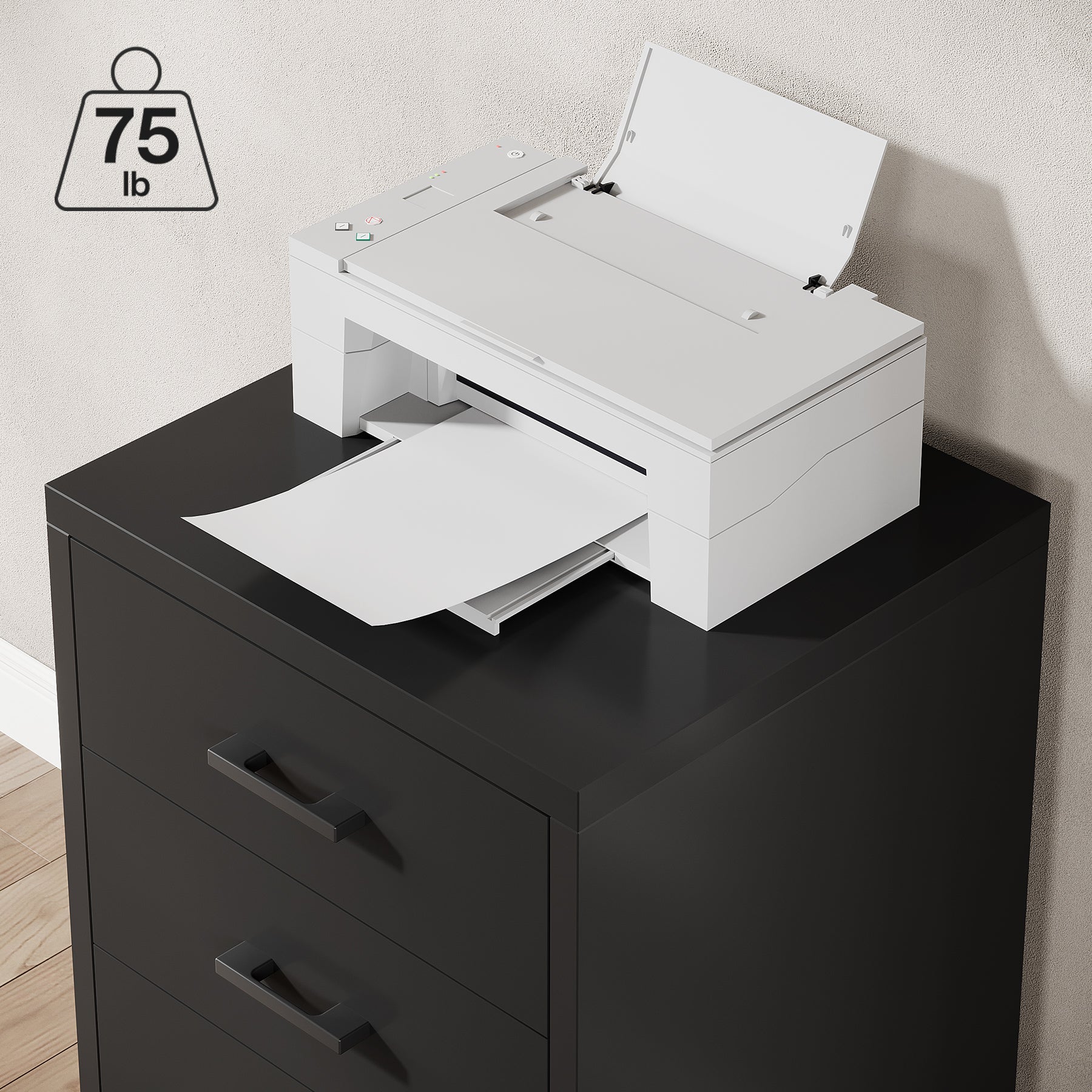 3-Drawer File Cabinet, Modern Rolling Printer Stand for Home Office